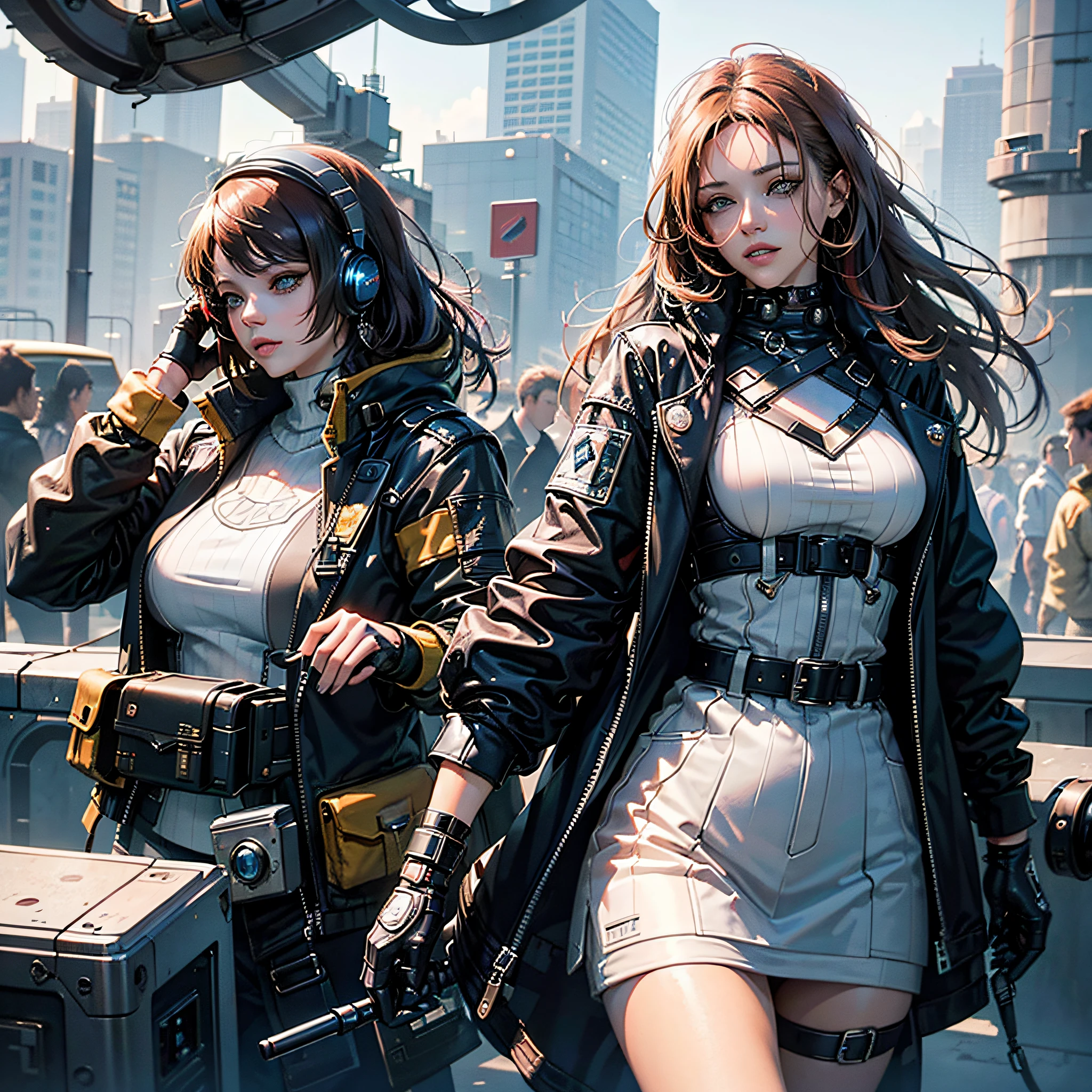 Beautuful Women,cyber punk perssonage,Cool,sense of science and technology,full bodyesbian,brunette color hair,extremelydetailedface,pretty hand, perfect hand,sci-fy --auto