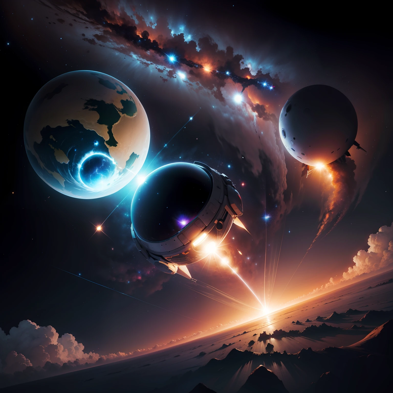 astronauta, universo, planeta, sol, galaxy --auto
