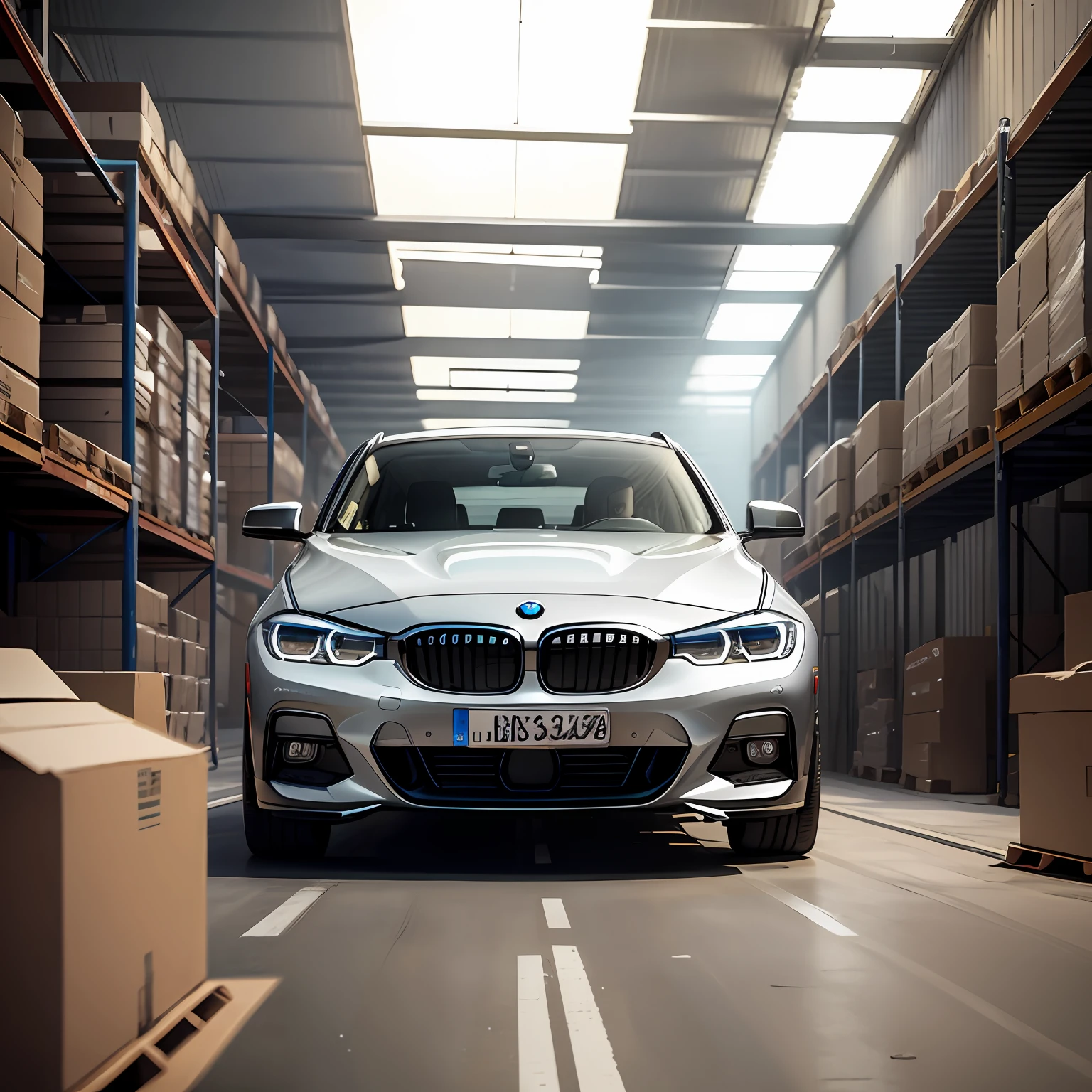 In a remote warehouse/A 2022 shabby BMW 3 Series car --auto