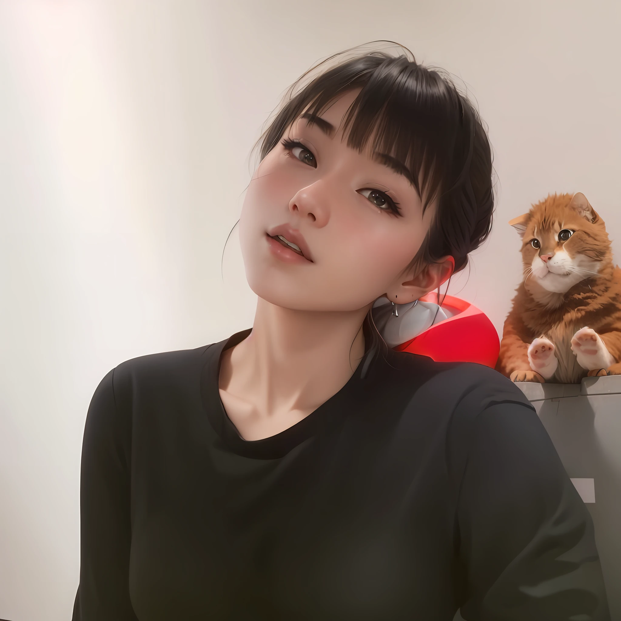 19-year-old girl , she is about 2 0 years old, Anime girl in real life, Chinese girl，Glows skin, badass,Cleavage is seductive，tightsuit，1girll，The upper part of the body，closeup cleavage，（8K，RAW photos，Best picture quality，tmasterpiece：1.2），（Fidelity，Realism：1.37）cleavage, 鎖骨，huge tit,Cleavage is seductive,Delicate underwear，比基尼