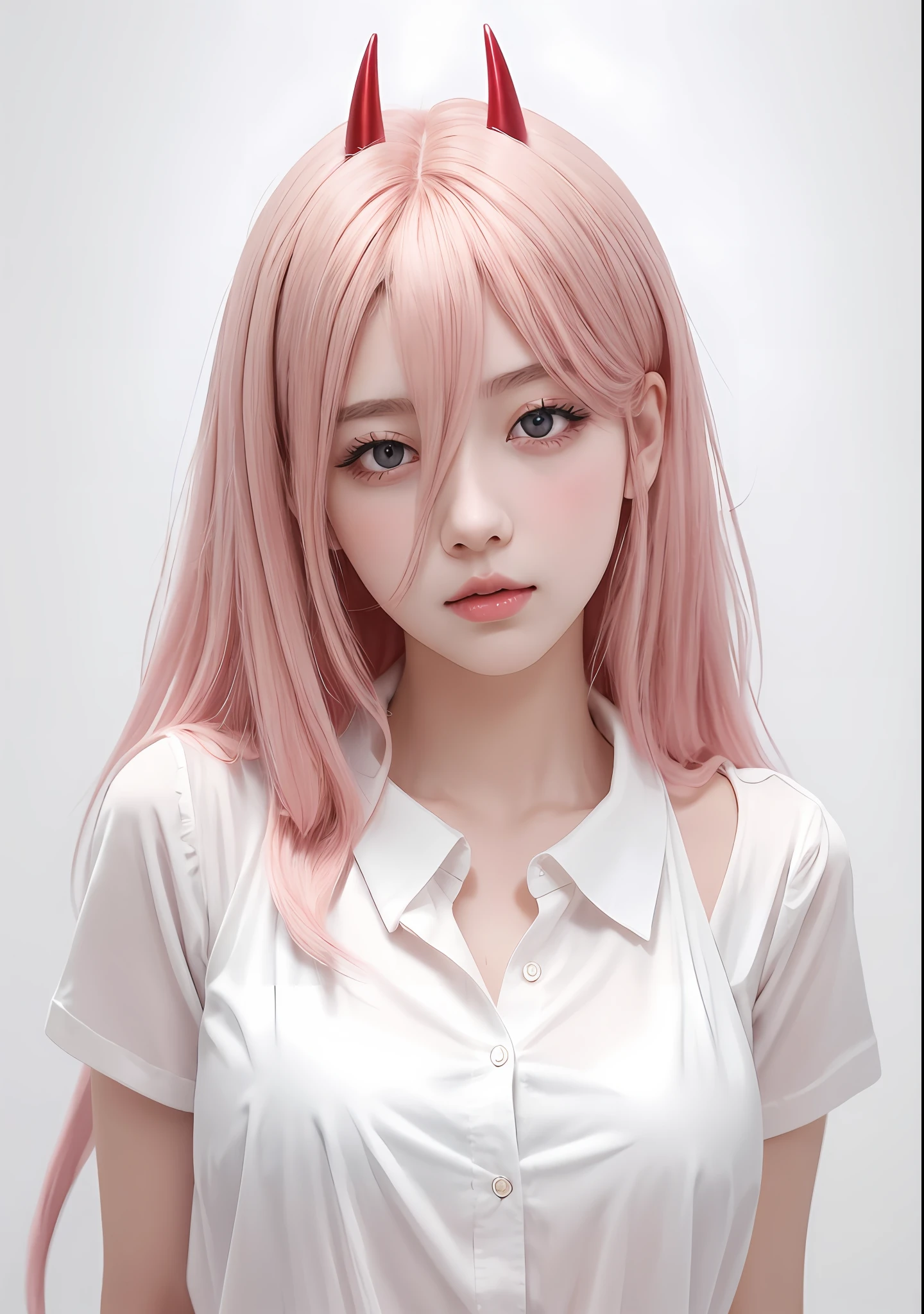 anime girl with pink hair and horns in white shirt, guweiz on pixiv artstation, cute anime girl portraits, extremely cute anime girl face, trending on artstation pixiv, realistic anime style at pixiv, guweiz on artstation pixiv, realistic young anime girl, clean detailed anime art, anime girl with long hair, realistic anime art style