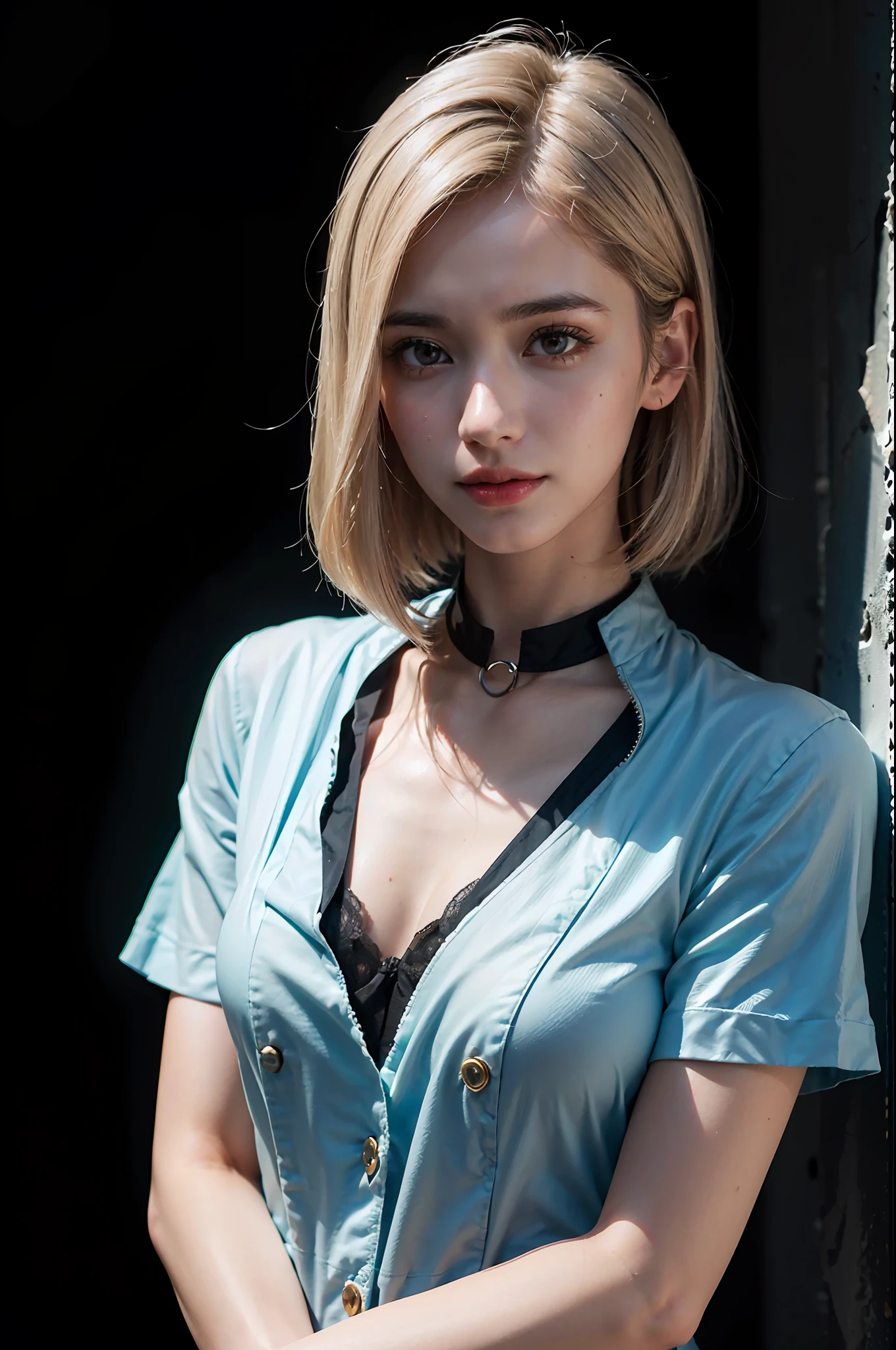 1girl,beautiful vintage color, instagram (photorealistic, high resolution:1.4), ((puffy eyes)), looking at viewer, , full body (8k, RAW photo, best quality, masterpiece:1.2), (realistic, photo-realistic:1.37),(sharp focus:1.2), professional lighting, photon mapping, radiosity, physically-based rendering, (pale skin:1.2),(small breasts:1.2), looking at viewer, (middle hair:1.5), portrait, purple eyes, (sliver hair:1.1),bangs, (simple background:1.4), solo, upper body, realistic,(masterpiece:1.4),(best quality:1.4),(shiny skin),fashi-girl,makeup,smile(skinny,closed mouth,shy :1.3) ,(standing,black Stewardess uniform,Necromancer:1.1),medium bust,sexy pose ,