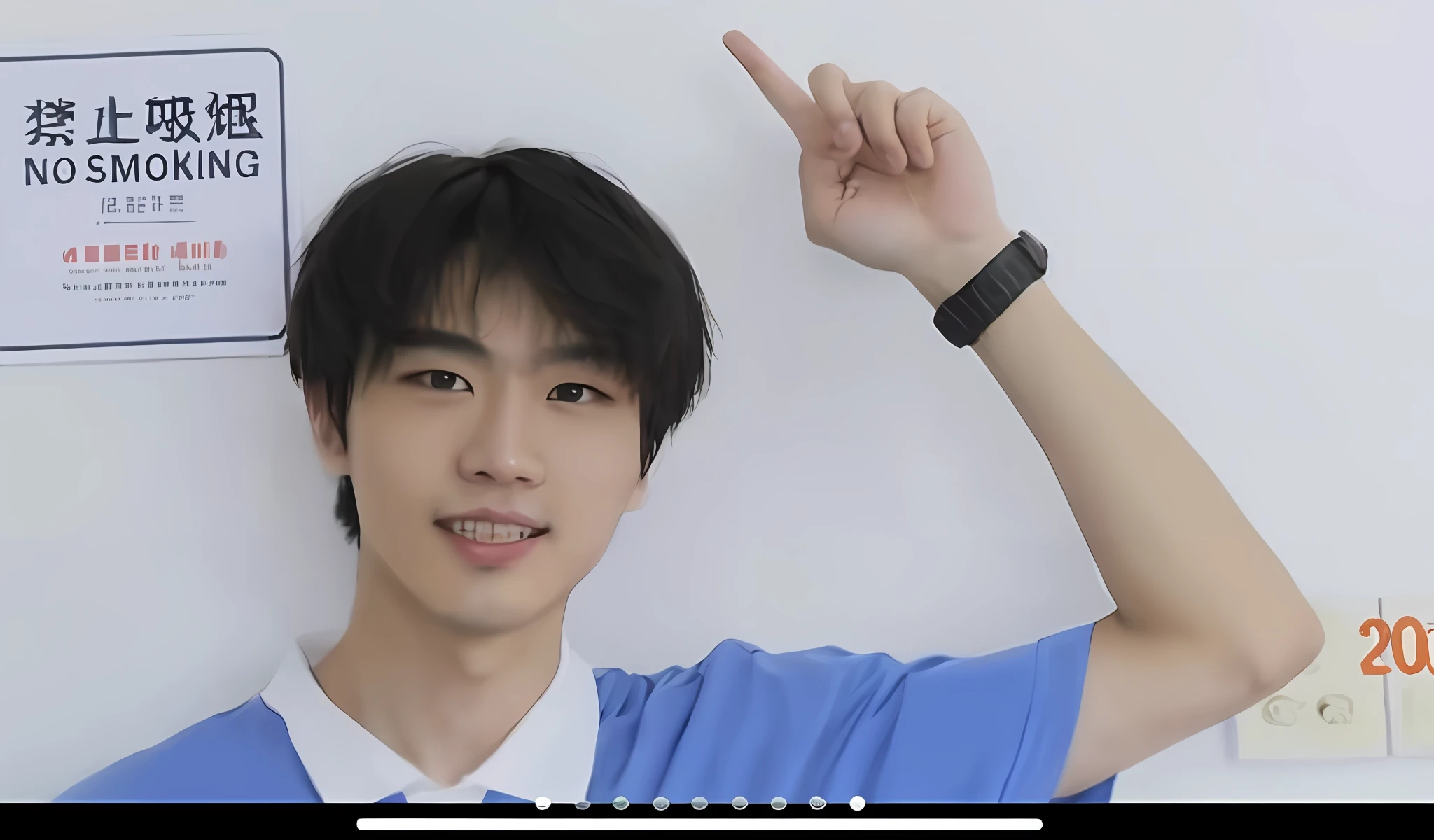 there is a man that is standing in front of a wall, with index finger, Cai Xukun, 1 7 - year - old boy thin face, leaked image, yanjun cheng, as an anime character, Ruan cute vtuber, inspired by Kun Can, facebook profile picture, Inspiration comes