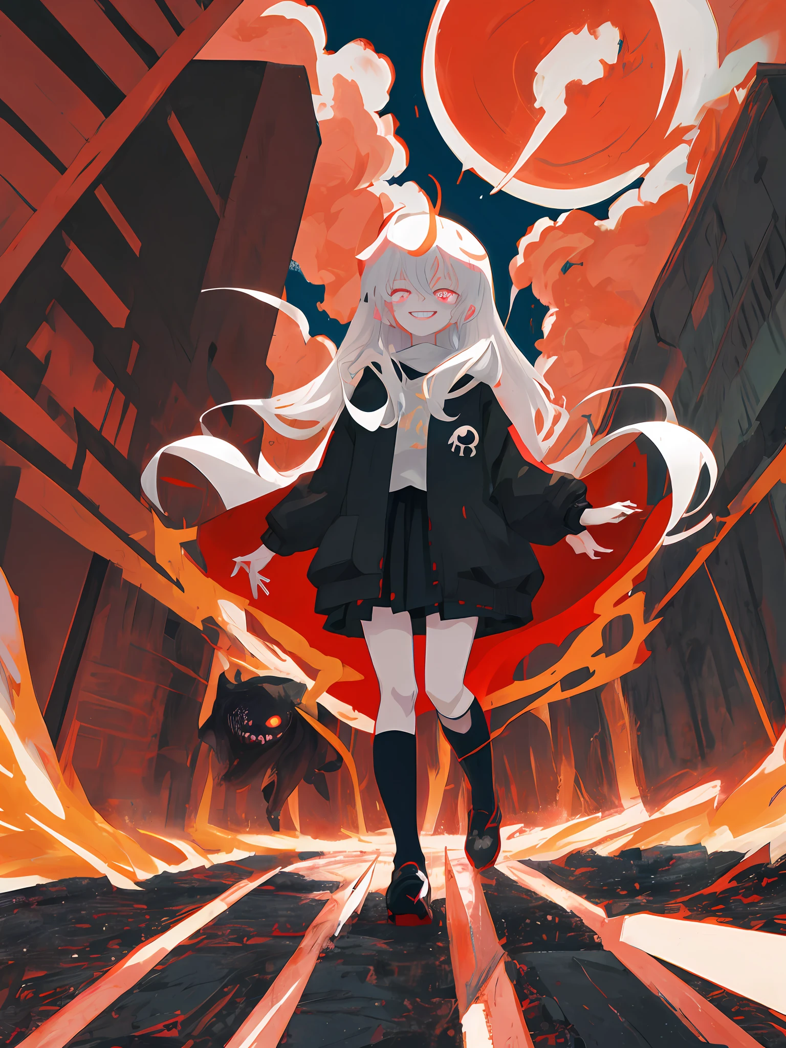 Anime characters stand in front of demons with evil faces and glowing eyes,Colourful, Anime art wallpaper 4 K, Anime art wallpaper 4k, Best anime 4k konachan wallpaper, 4k manga wallpapers, Anime art wallpaper 8 K, junji ito 4 k, unsettling grin, demon anime girl, trending anime artwork, Anime monster girl, Trending anime art