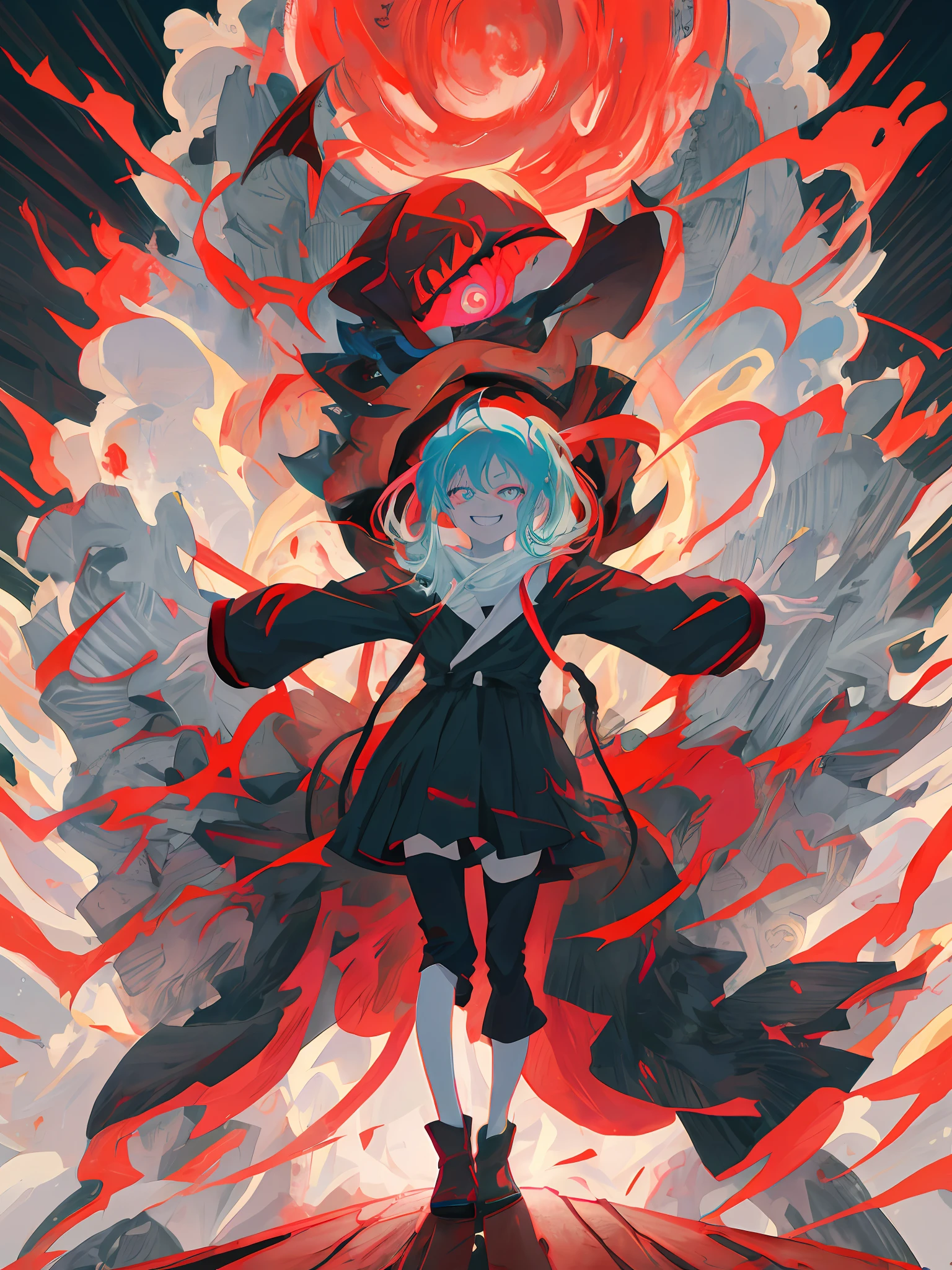 Anime characters stand in front of demons with evil faces and glowing eyes,Colourful, Anime art wallpaper 4 K, Anime art wallpaper 4k, Best anime 4k konachan wallpaper, 4k manga wallpapers, Anime art wallpaper 8 K, junji ito 4 k, unsettling grin, demon anime girl, trending anime artwork, Anime monster girl, Trending anime art