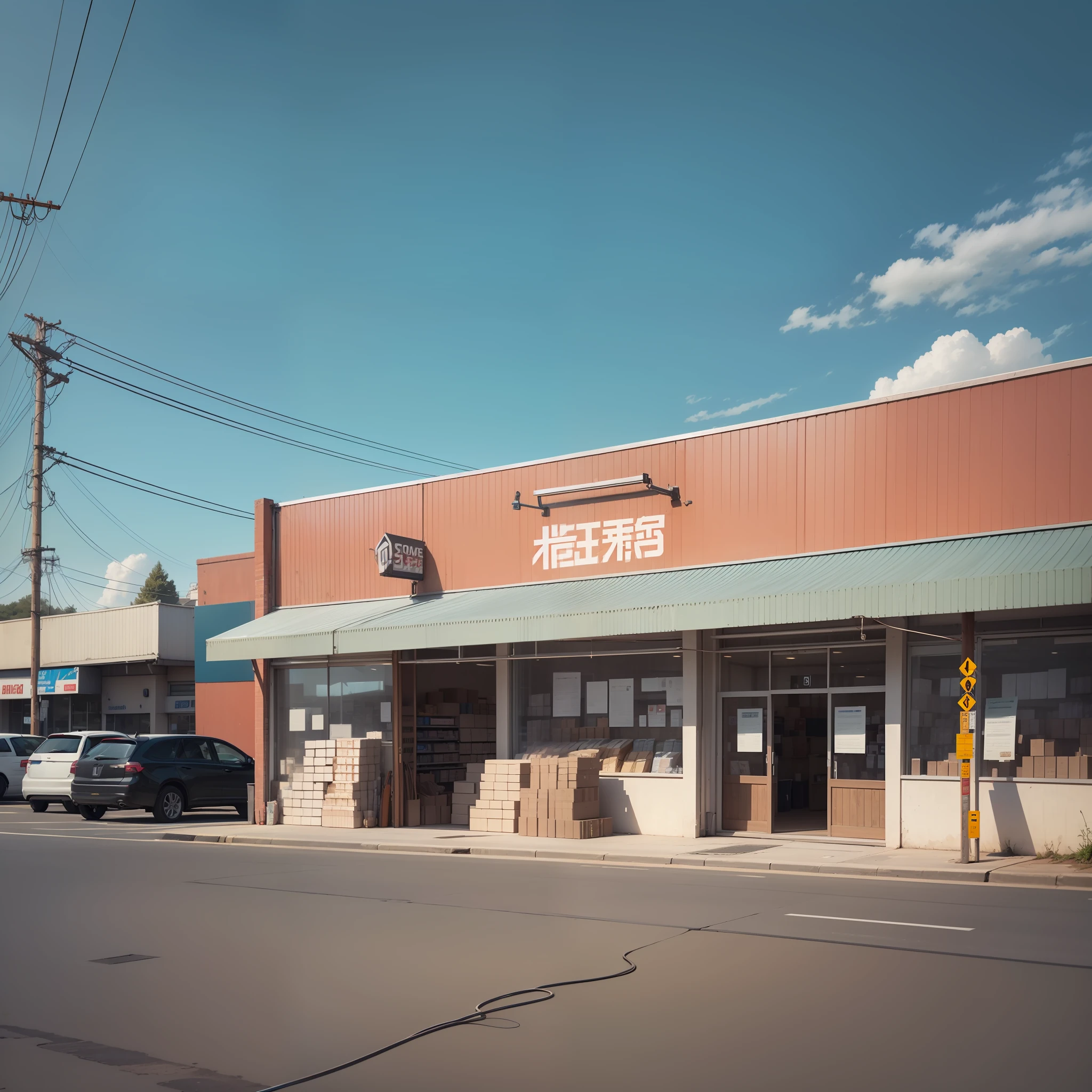 A building materials store with several rolls of electrical cables in front of the store --auto --s2
