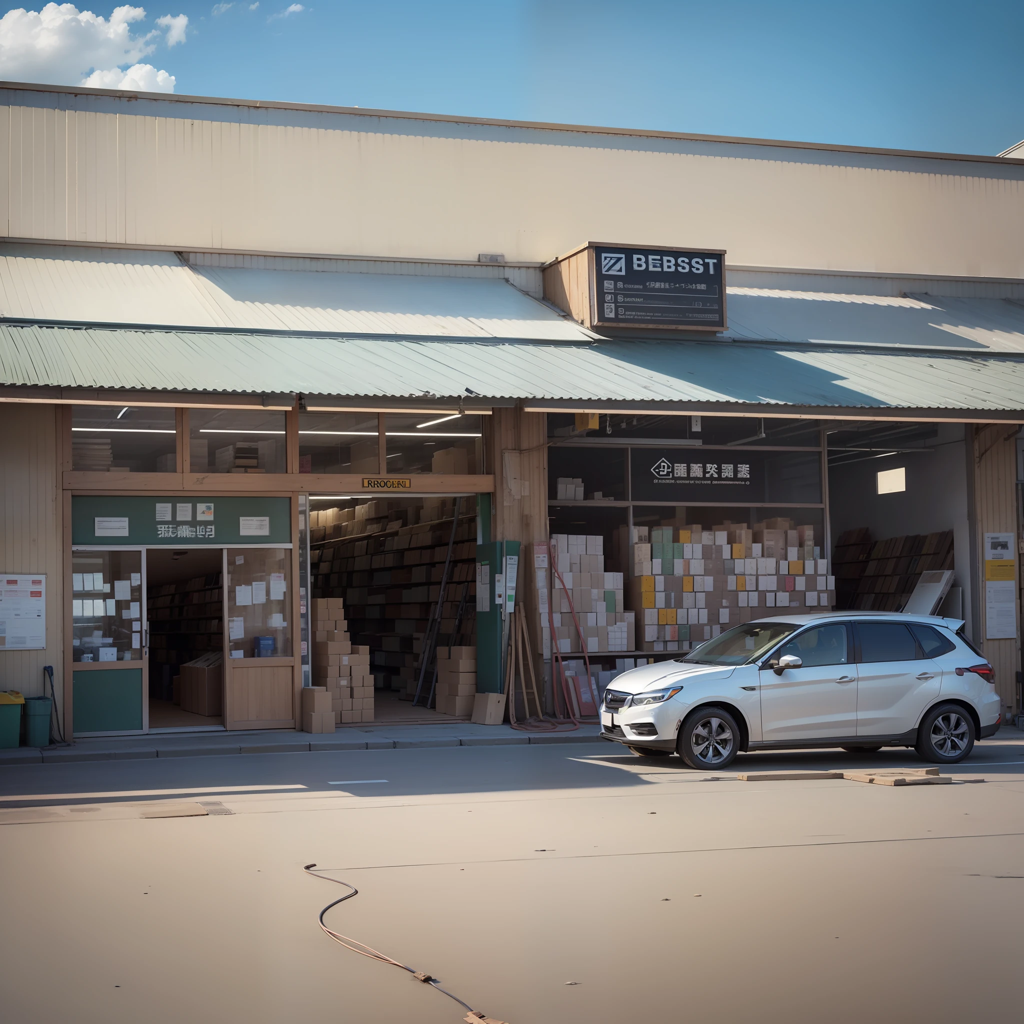 A building materials store with several rolls of electrical cables in front of the store --auto --s2