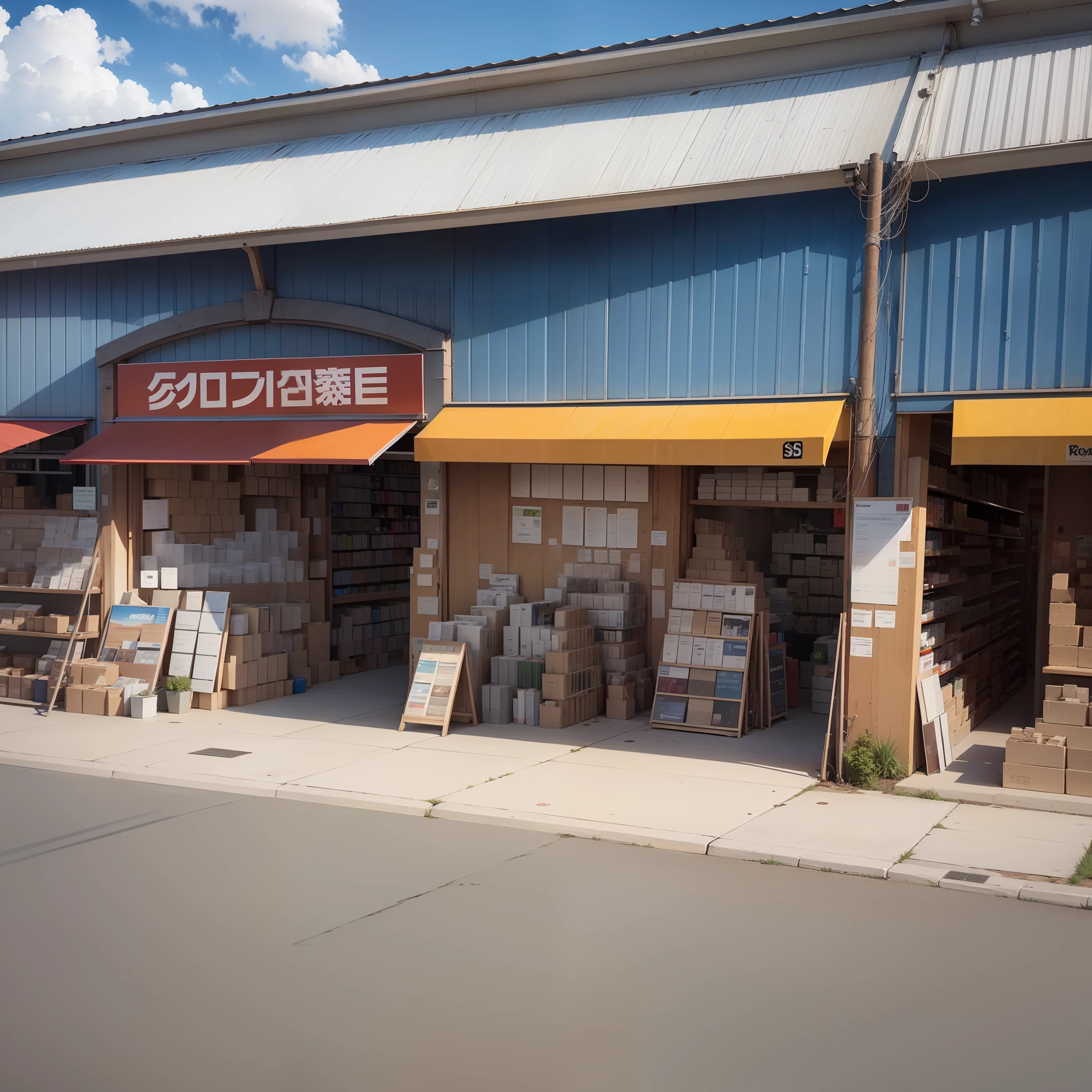 A building materials store with several rolls of electrical cables in front of the store --auto --s2