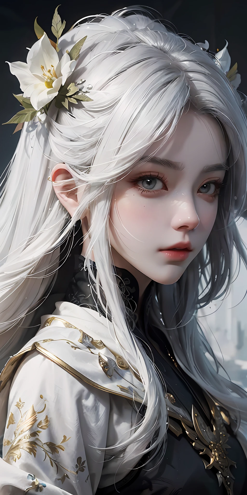 a close up of a woman with white hair and a white mask, beautiful character painting, guweiz, artwork in the style of guweiz, white haired deity, by Yang J, epic exquisite character art, stunning character art, by Fan Qi, by Wuzhun Shifan, guweiz on pixiv artstation