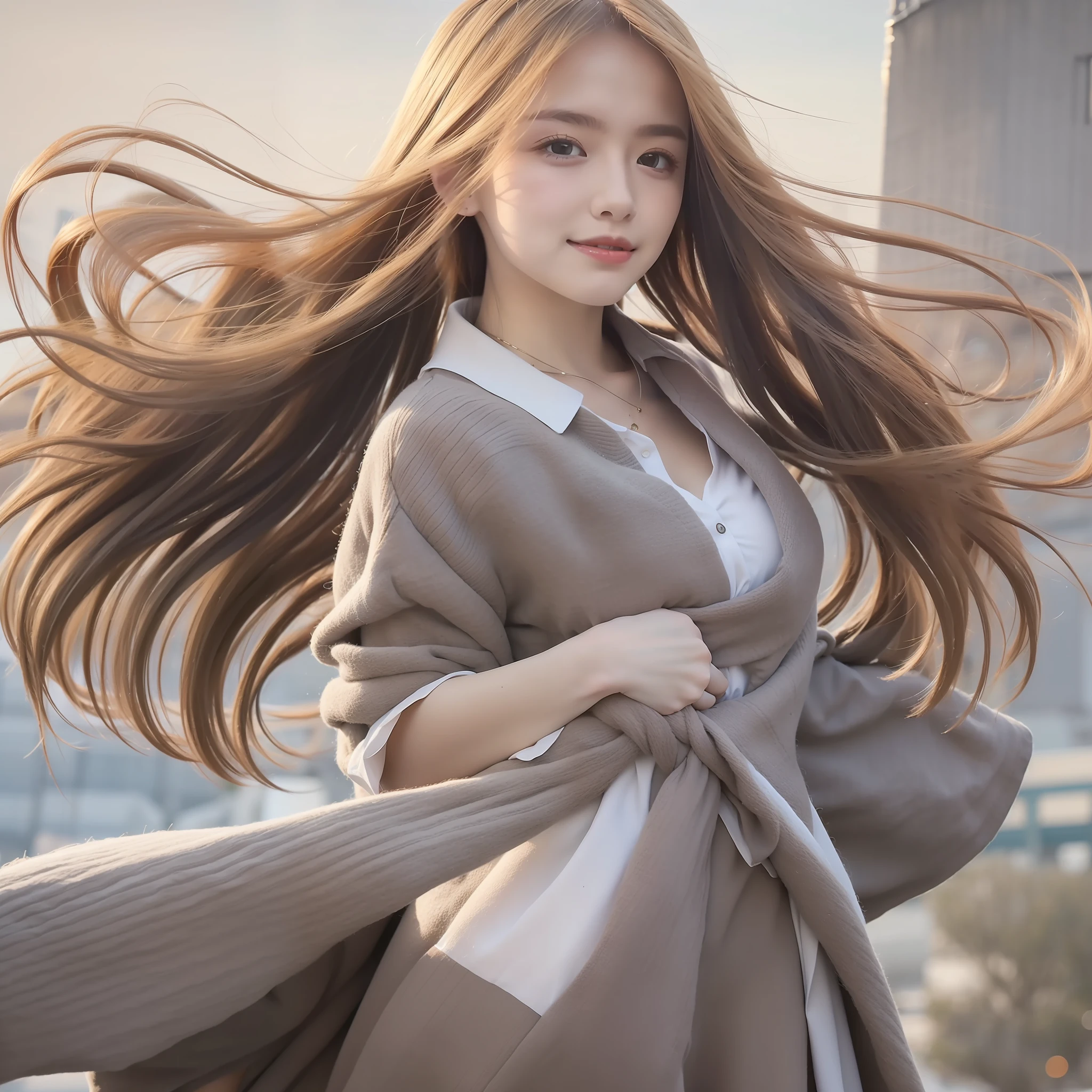 "((Beautiful picture, Best quality, k hd, Excellent depiction, Beautiful standing painting, outside，parks, It's exciting), (girl with super long hair+blond girl:1.2), Unique temperament, ssmile, Exudes fragrance，Scots folding skirt，Extremely long hair，Floating hair，Big wind，The wind blows the hair so that it covers the face，Greater wind) "