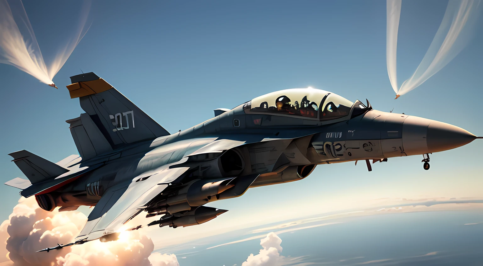 Airshow、Drawing letters with fighter smoke、Text V in smoke、The shape of the smoke is the letter V、Fighters、F14, blue-sky、smoke、POV、