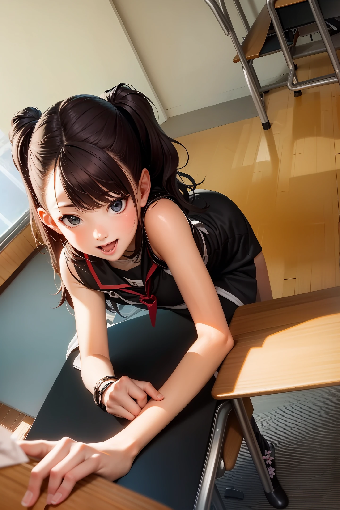 Kizi,Classroom,The upper part of the body,laughingly,Real Human,adolable