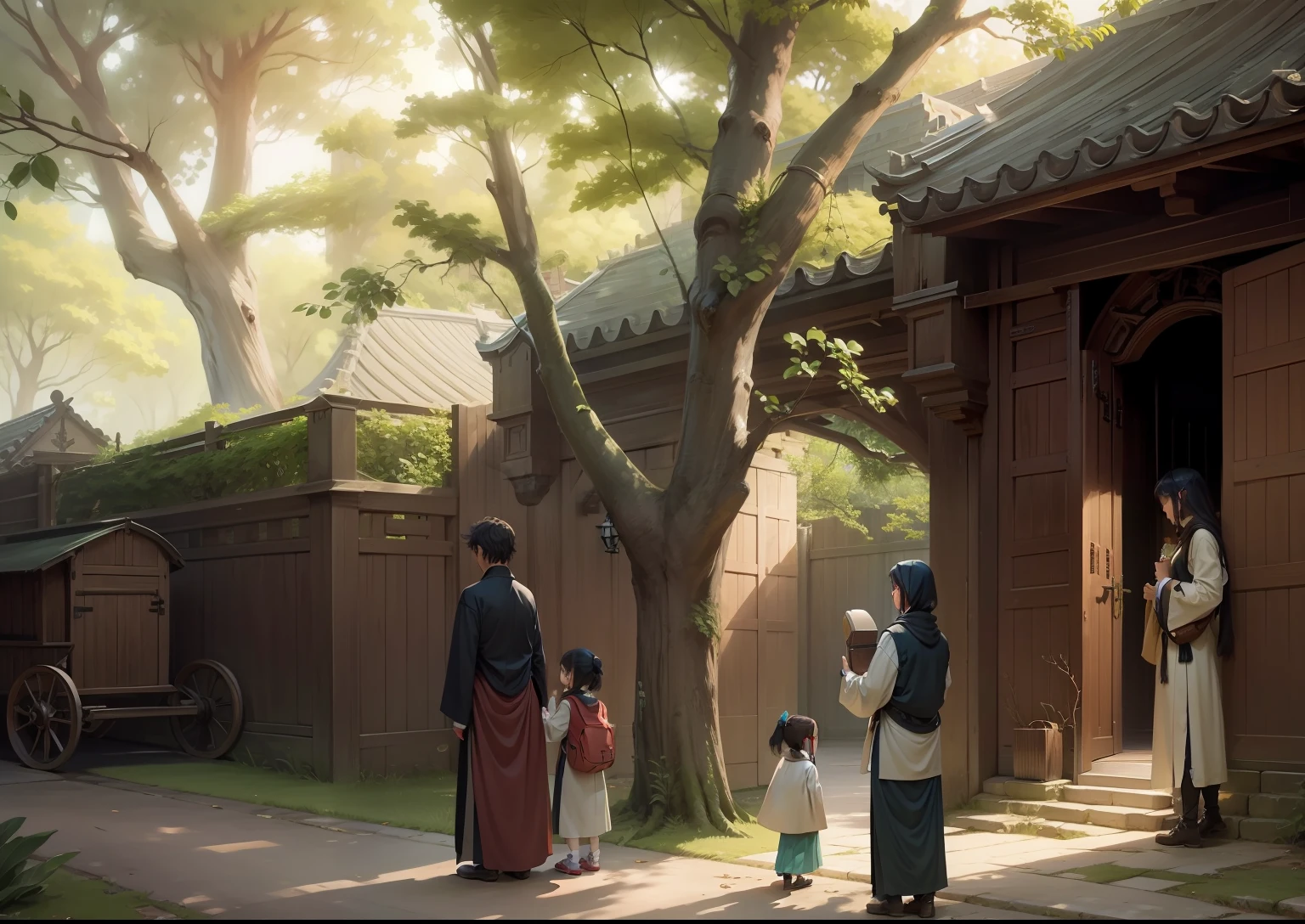The tree、buggy、wall、large gate --auto