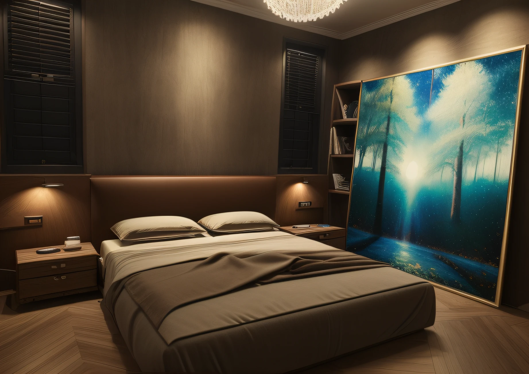 ((Best quality, 8k, Masterpiece :1.3)), bed room, magic light, cinematic light, shimmer, glamour