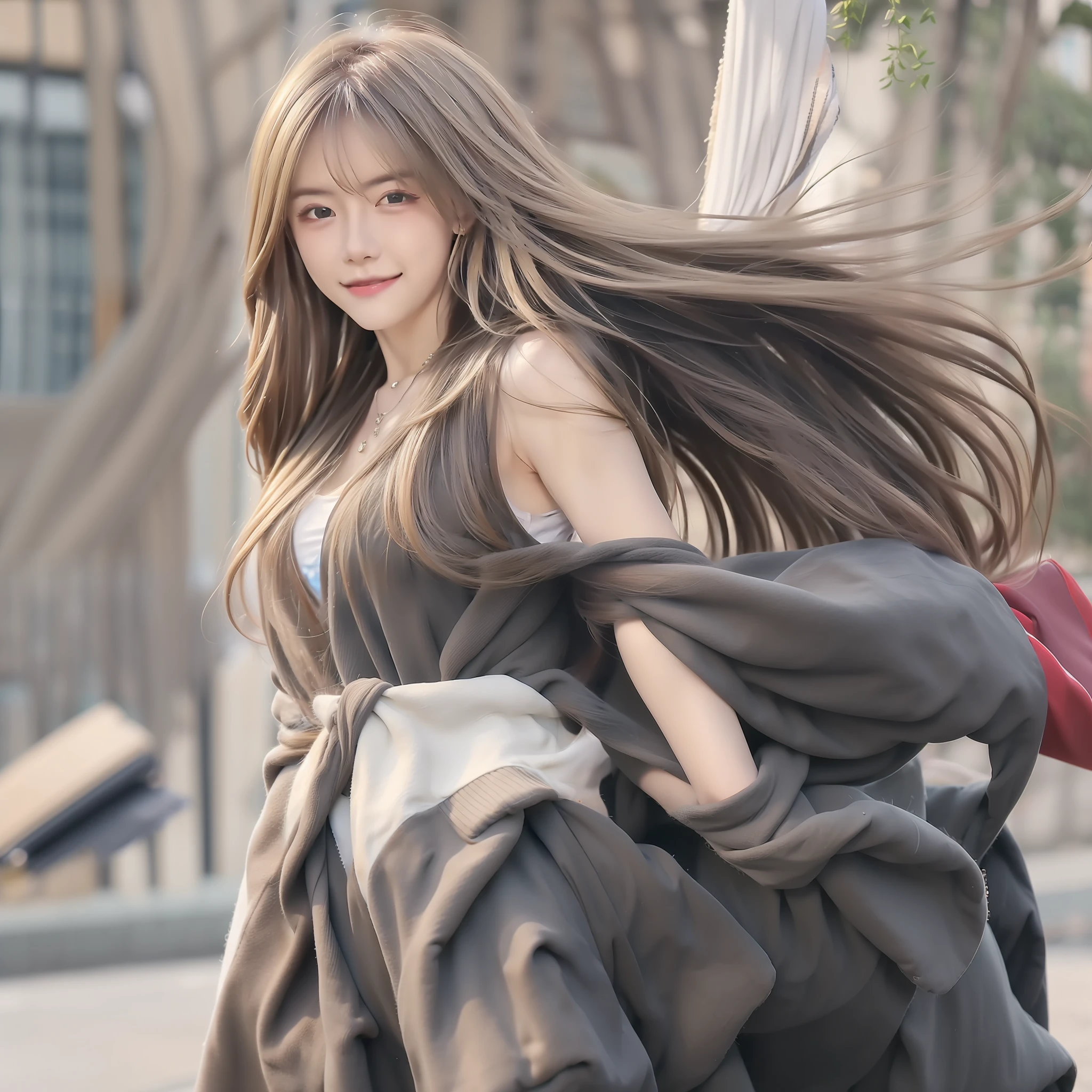 "((Beautiful picture, Best quality, k hd, Excellent depiction, Beautiful standing painting, outside,parks, It's exciting), (girl with super long hair+blond girl:1.2), Unique temperament, ssmile, Exudes fragrance,Scots folding skirt,Extremely long hair,Floating hair,Big wind,Correct limbs,Greater wind,The right clothes,hairs fly in the wind,Fine hair) "