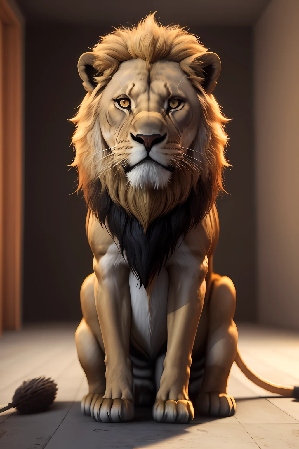 3dcreature beautiful lion, olhos grandes, chibi, fotorrealista, hiperrealista, hiperdetalhado, estilo, fogo, Detailed hair, matte hair, soft-lighting, espalhamento subsuperficial, realista, sombra pesada, obra-prima, melhor qualidade, ultra realista, 8k, golden ratio, intrincado, alto detalhe, fotografia de filme, foco suave