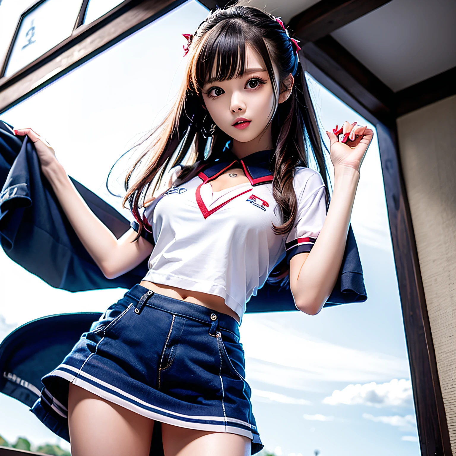 Realistic high school uniform short skirt girl --auto