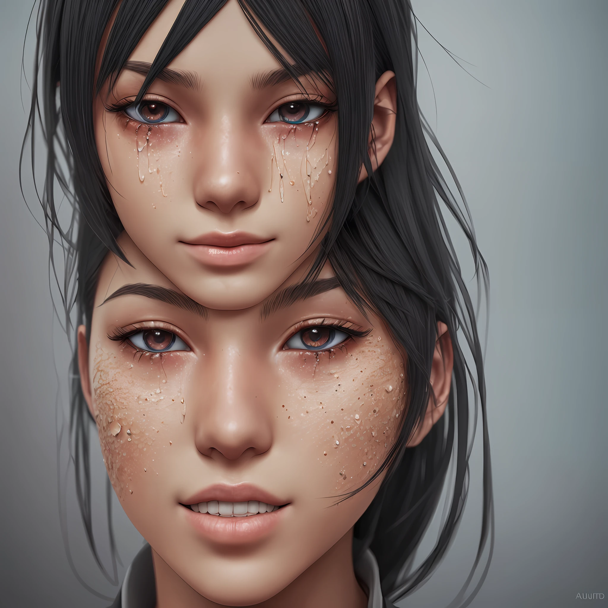 black hair, long hair, happy tears, Surrealism, anime, 8k, super detail, textured skin, textured skin, textured skin, textured skin --auto