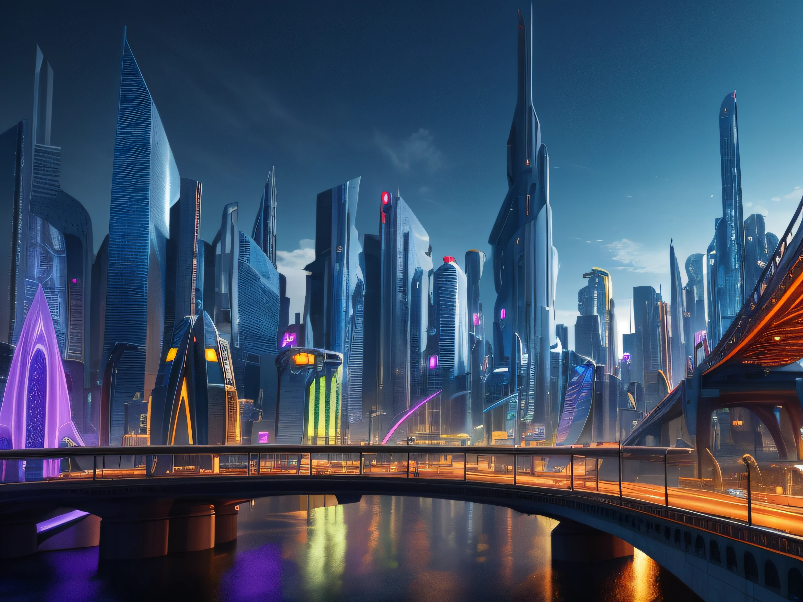 a Pixar 3D render of a superfuturistic world, taking inspiration from artist JKL. The scene showcases a meticulously detailed cityscape with futuristic architecture, advanced transportation systems, and futuristic infrastructure. The colors are vibrant and crisp, with realistic lighting and reflections. The characters in the scene exhibit a sense of awe and curiosity. The lighting is dynamic, casting realistic shadows and highlighting the intricate details.