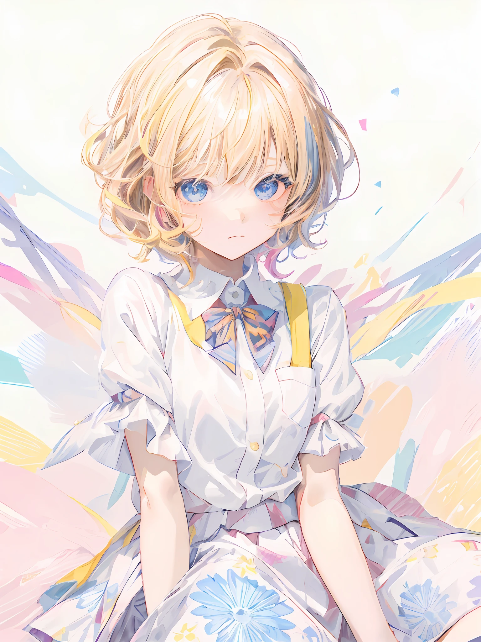 Anime girl with blonde hair and blue eyes sitting on bed, anime visual of a cute girl, portrait of cute anime girl, a beautiful anime portrait, Beautiful anime girl, Cute anime girl, pretty anime girl, cute anime girl portraits, beautiful anime art style, portrait anime girl, Beautiful anime artwork, up of young anime girl, Cute anime girl portrait, (Anime girl)