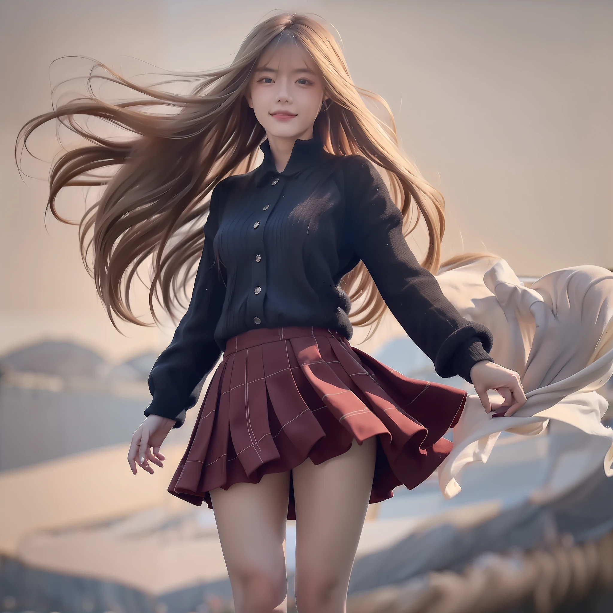 "((Beautiful picture, Best quality, k hd, Excellent depiction, Beautiful standing painting, outside,parks, It's exciting), (girl with super long hair+blond girl:1.2), Unique temperament, ssmile, Exudes fragrance,Scottish-style pleated skirt,Red and black color,Extremely long hair,Floating hair,Big wind,Correct limbs,Greater wind,The right clothes,hairs fly in the wind,Static clothes,Extremely much hair,More than 50,000,000 hairs) "