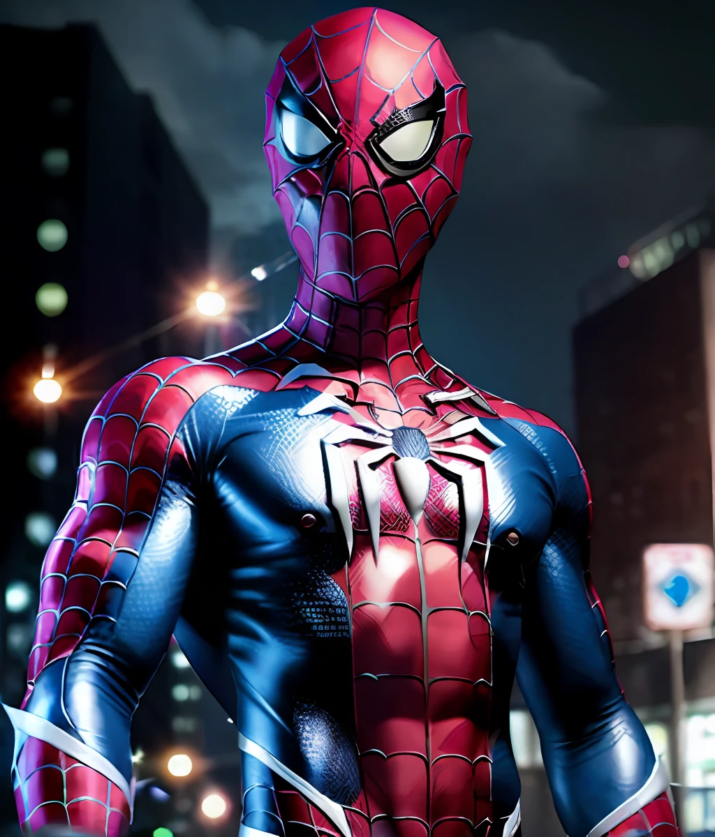 tmasterpiece，k hd，Detailed details，Carefully defined bodies use Spider-Man role-playing，s the perfect face，City streets