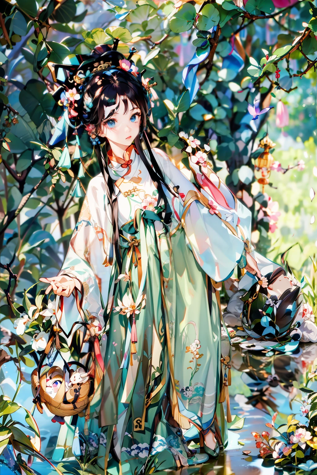 Loli 3d wearing Lolita in ancient Chinese peasant households,Carrying a basket of buns