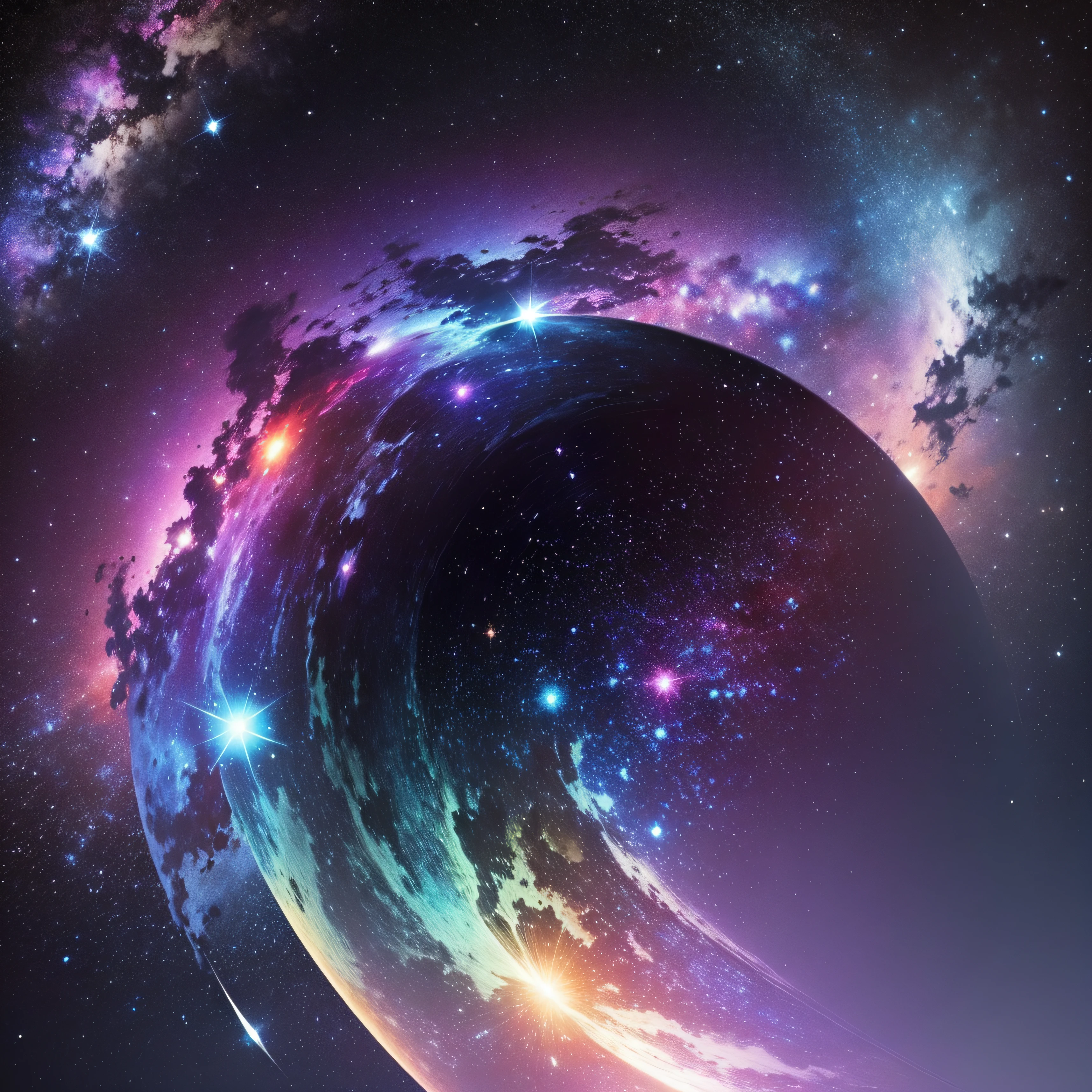 fundo espacial cores azul, preto, roxo e rosa, galaxia --auto