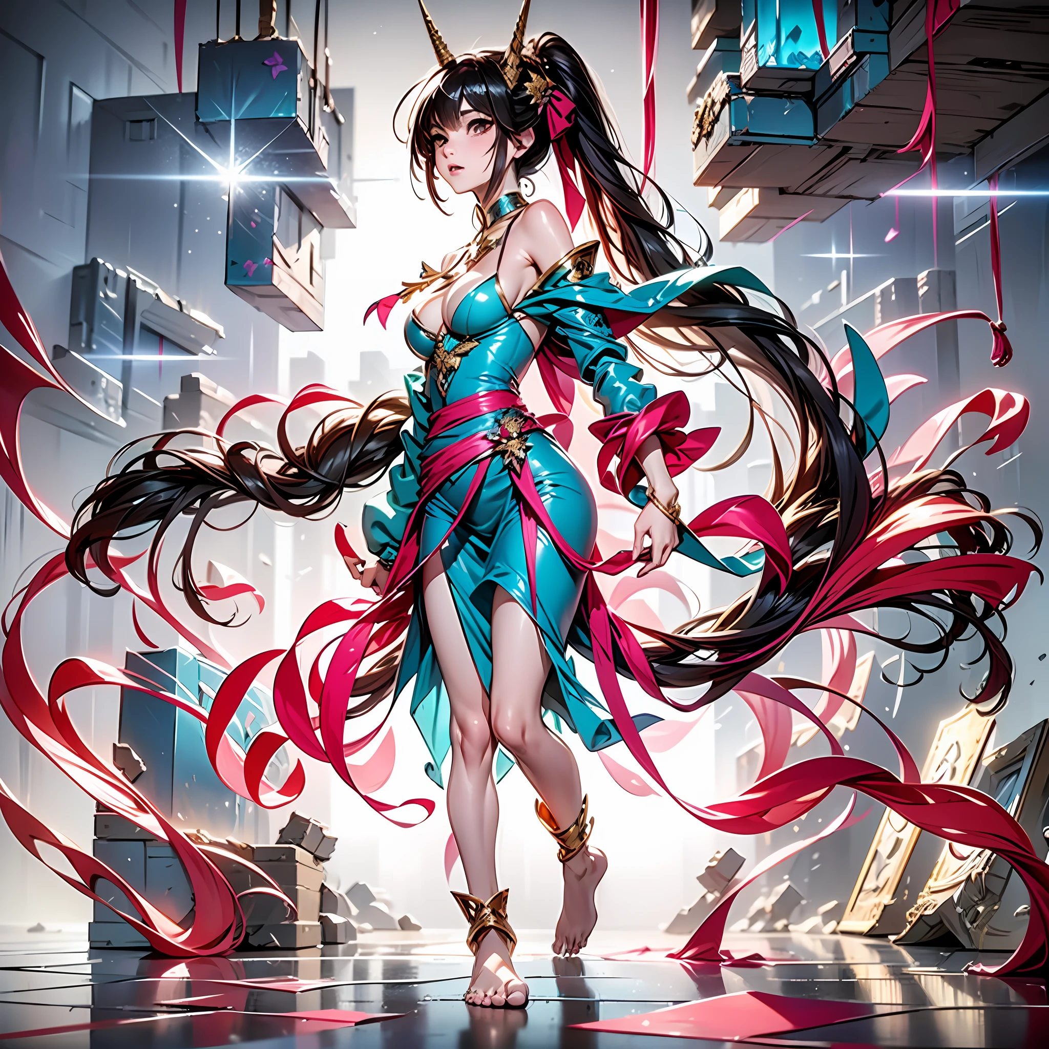 (Masterpiece), Ultra-detailed, Long hair hanging to the ground, Purple hair big breasts, The whole body is centered, Barefoot and barefoot, 8k render, Full of anime, Dark Department, Twilight Sparkle, Naked, Naked, Big breasts,Sexy