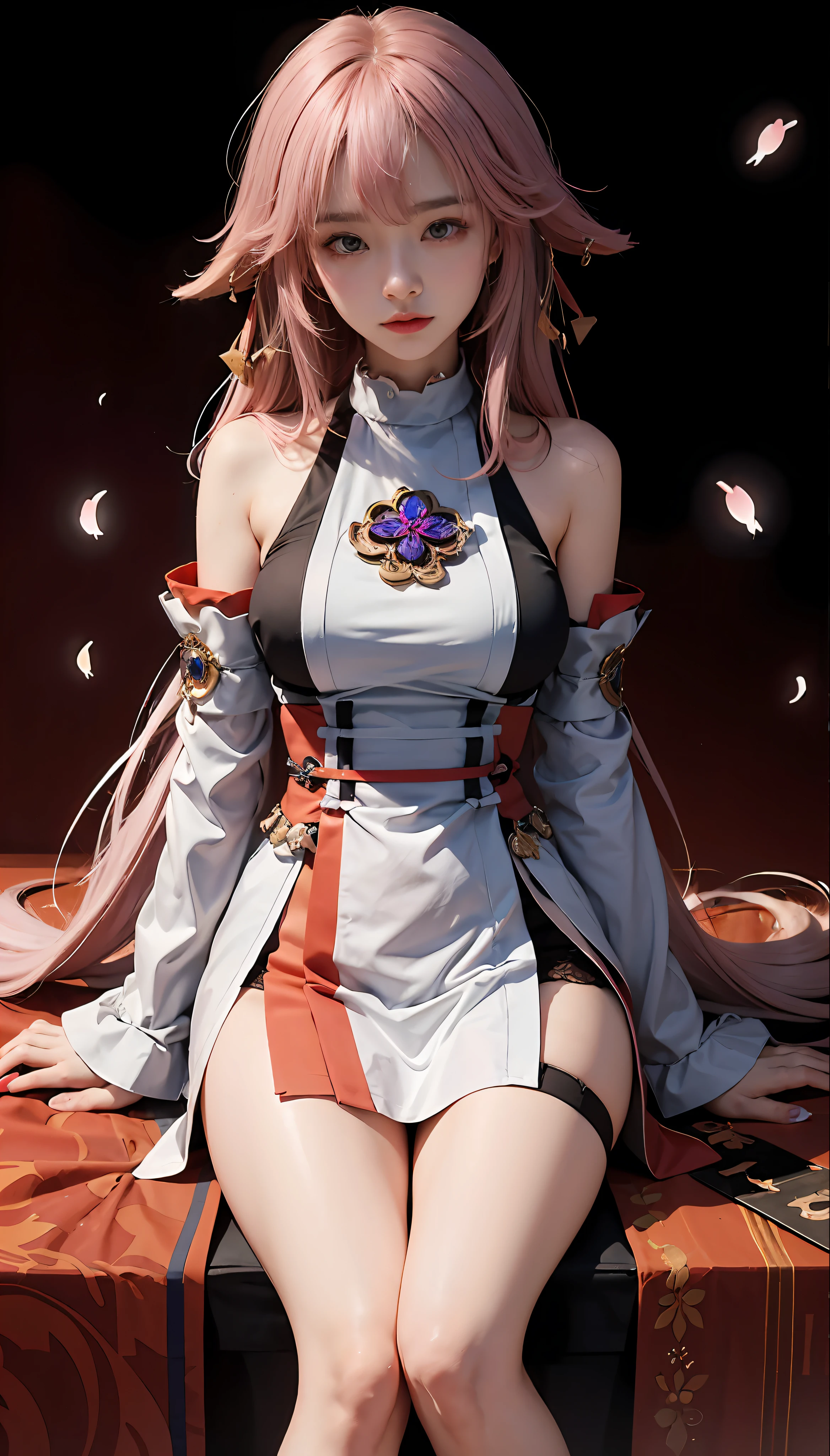 ,BDSM,shackle,collars,NSFW,((best qualtiy,8k,tmasterpiece:1.3))),Clear focus:1.2,(layer cut,The large:1.2),Beautiful Women in Perfect Figure:1.4,Slender abs:1.2,Moist body:1.5,Highly Detailed Face and Skin Textur,Detailed eyes,二重まぶた,long whitr hair,Pink hair,the original god,yae miko