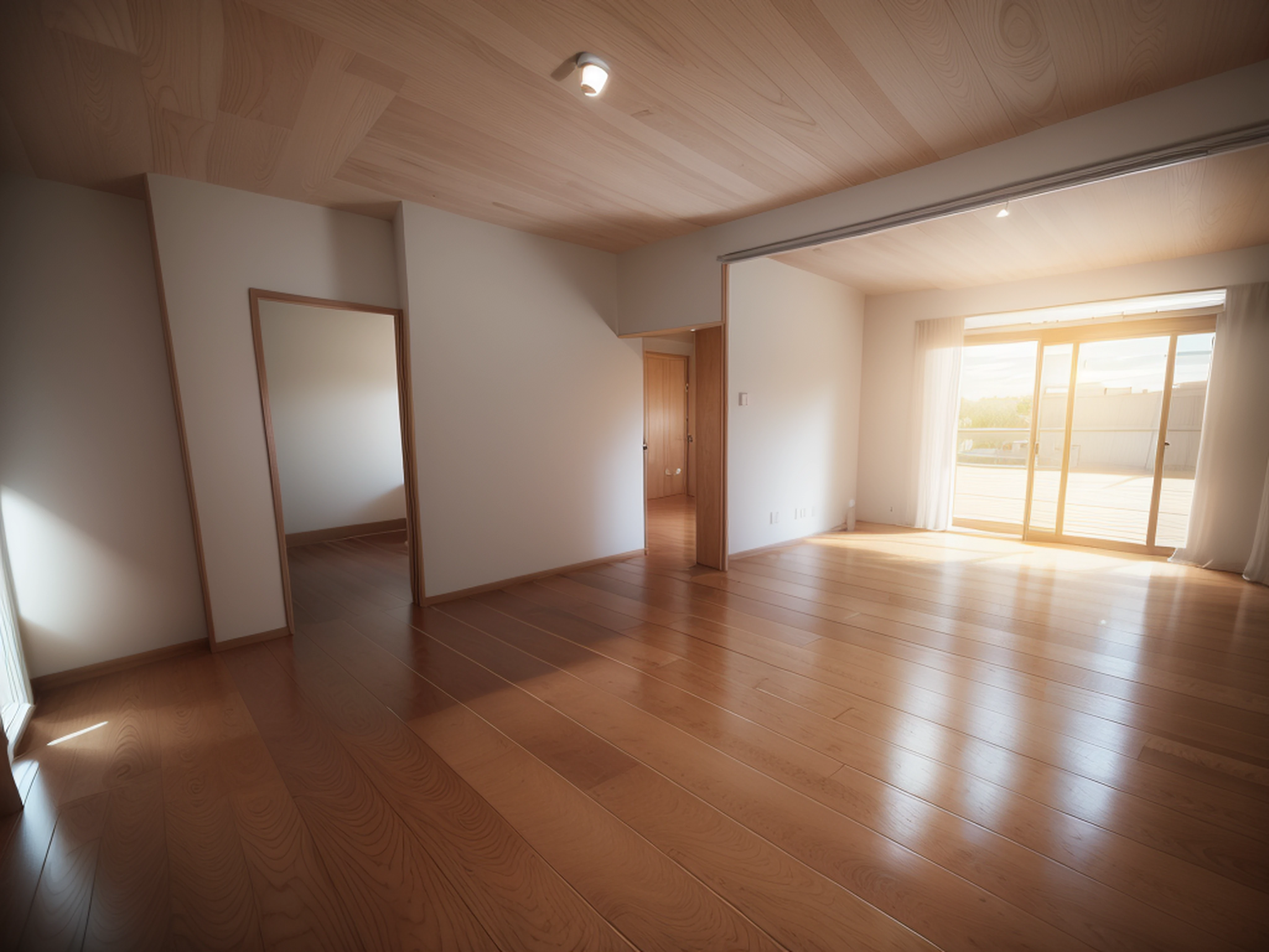 White oak floors, white walls, ceiling lights --auto