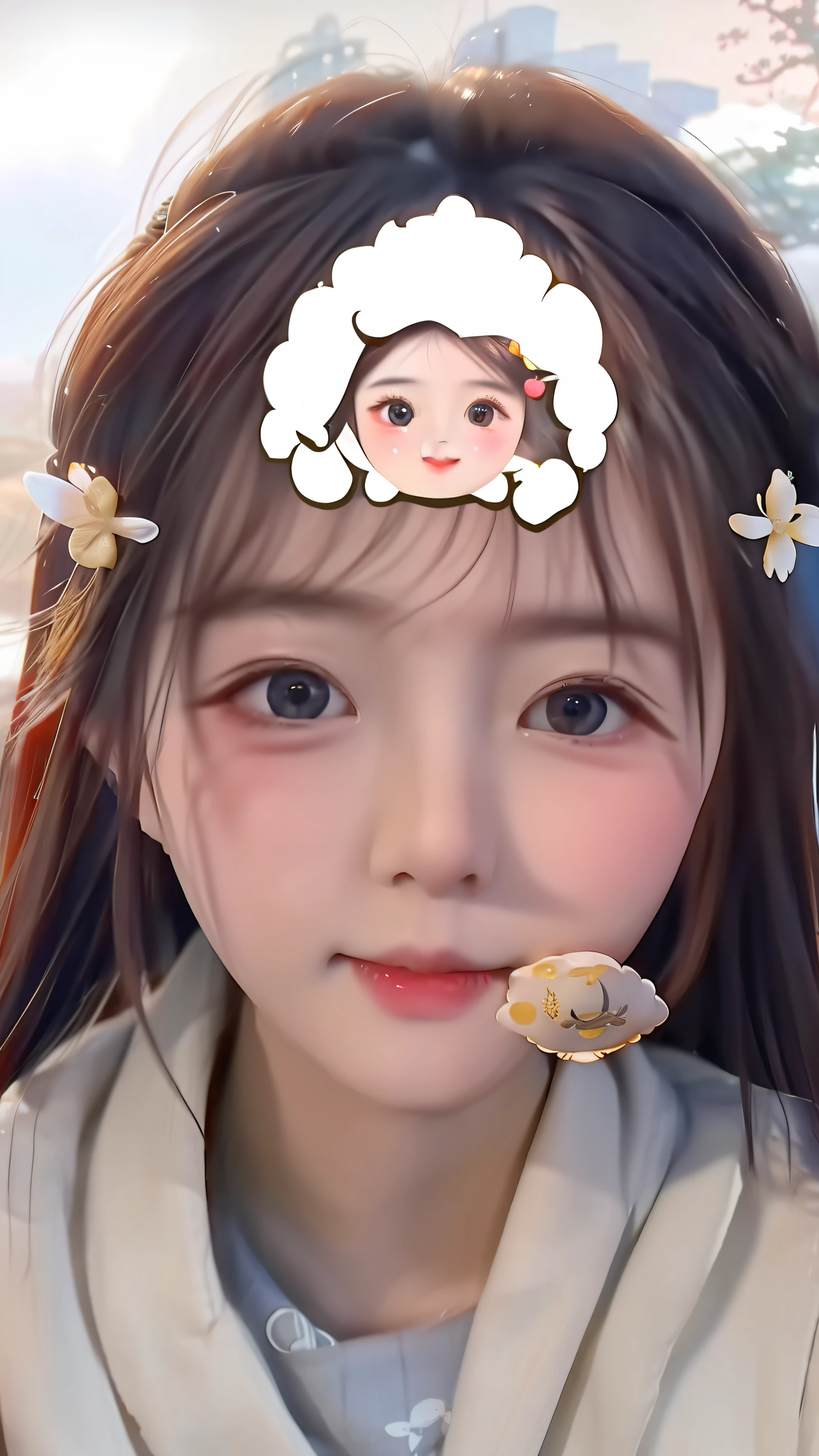 Ruan cute vtuber, wan adorable korean face, Cute face, Cute emoji face, Young and cute asian face, A delicate and beautiful face, Rich expressions, Korean faces, Image in moonlight with clouds and wind,Inspired by Ma Yuanyu。