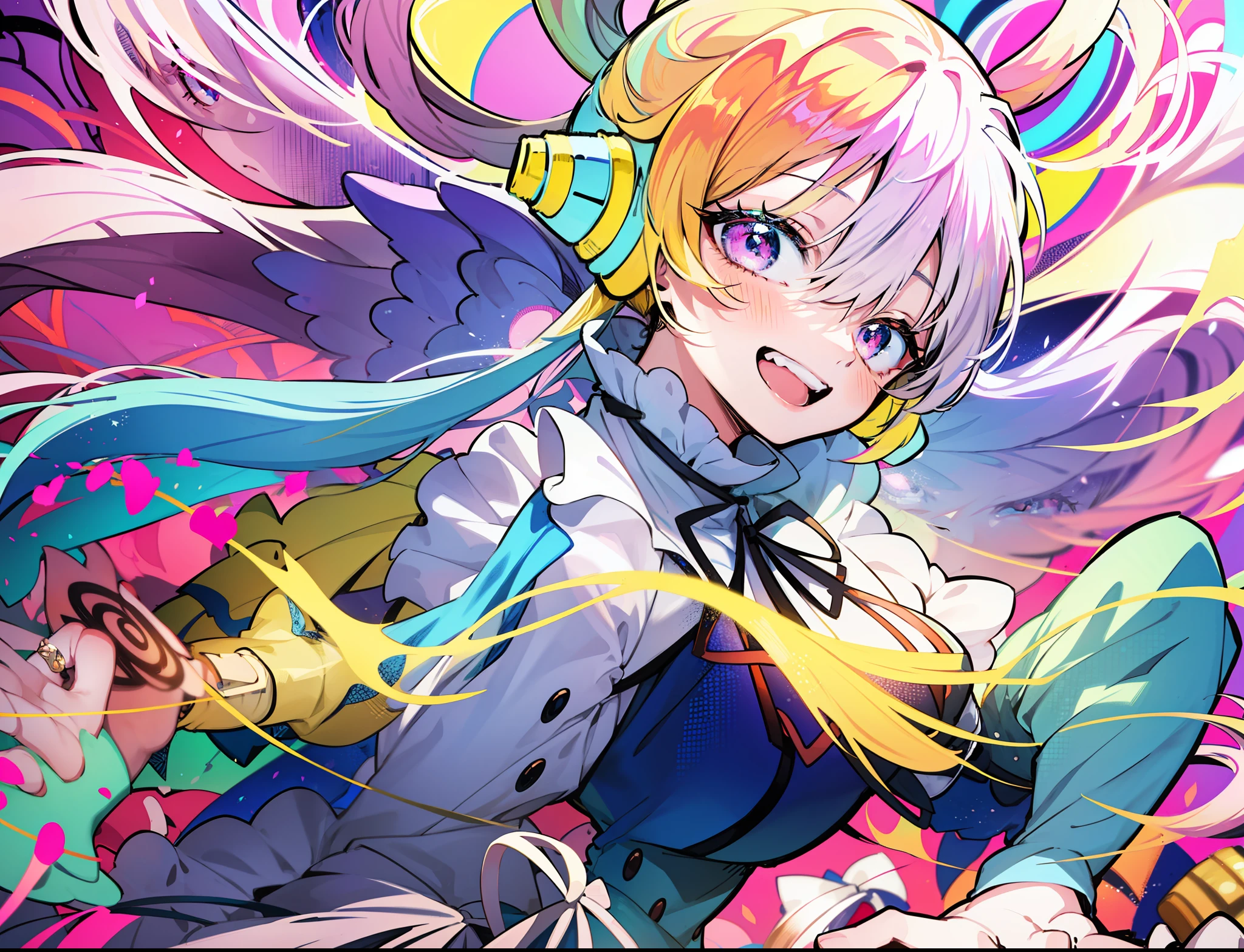 anime girl with colorful hair and a colorful dress, rossdraws pastel vibrant, rossdraws cartoon vibrant, anime style 4 k, Beautiful Anime Portrait, artgerm colorful!!!, ! Dream ArtGerm, Beautiful anime girl, digital art in anime style, anime art wallpaper 4k, anime art wallpaper 4k, digital anime art, very detailed Artgerm, Simple background