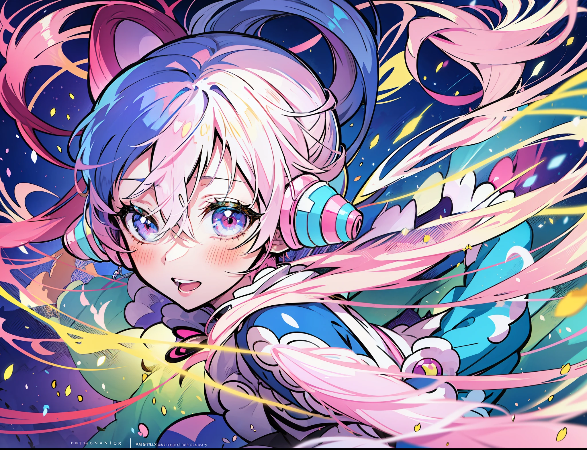 anime girl with colorful hair and a colorful dress, rossdraws pastel vibrant, rossdraws cartoon vibrant, anime style 4 k, Beautiful Anime Portrait, artgerm colorful!!!, ! Dream ArtGerm, Beautiful anime girl, digital art in anime style, anime art wallpaper 4k, anime art wallpaper 4k, digital anime art, very detailed Artgerm, Simple background