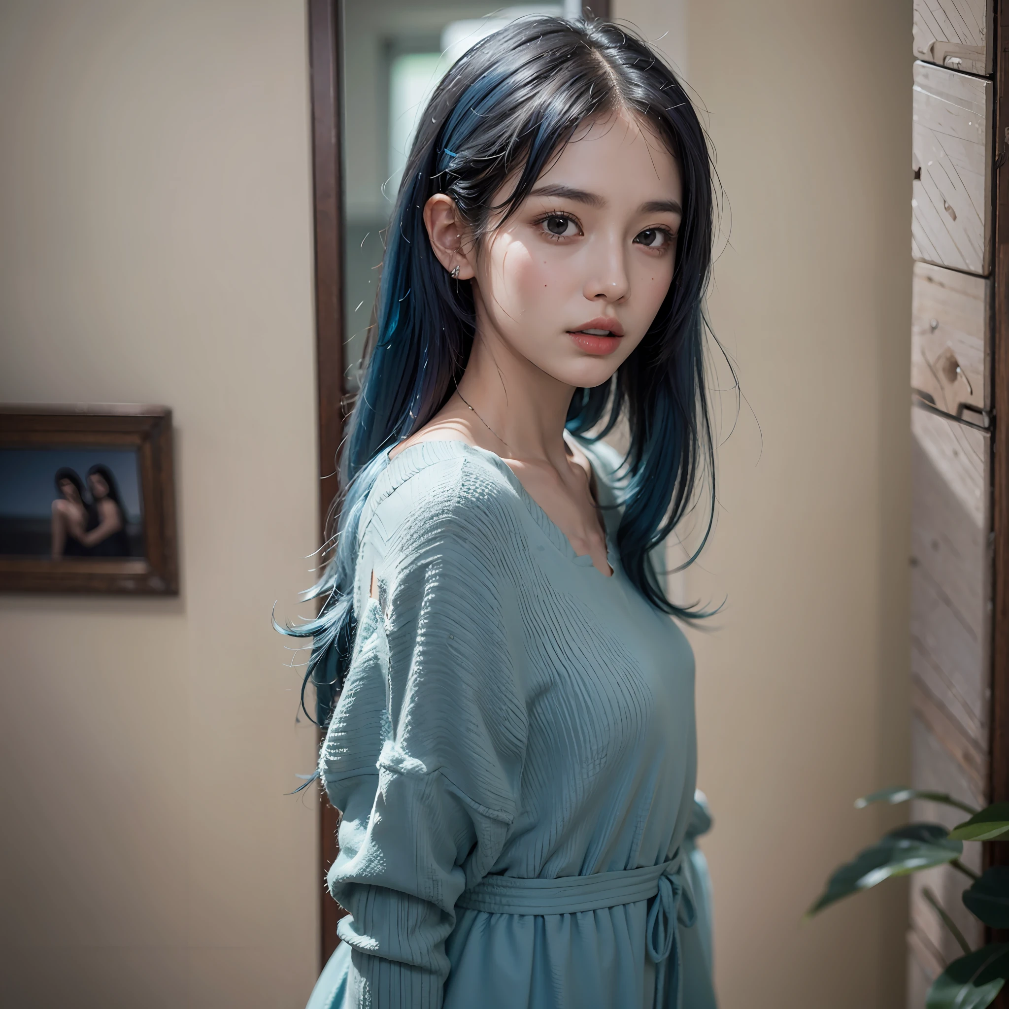 Straight blue hair