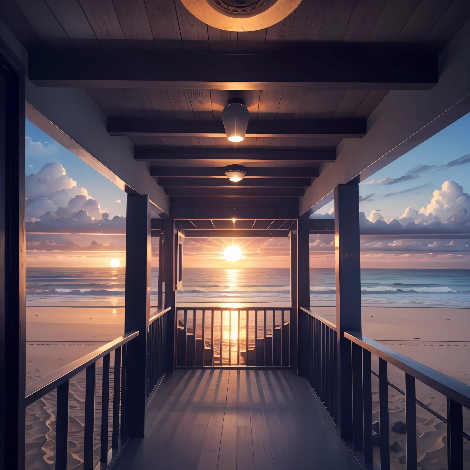 Second floor,buliding,reside,beachside,the setting sun --auto