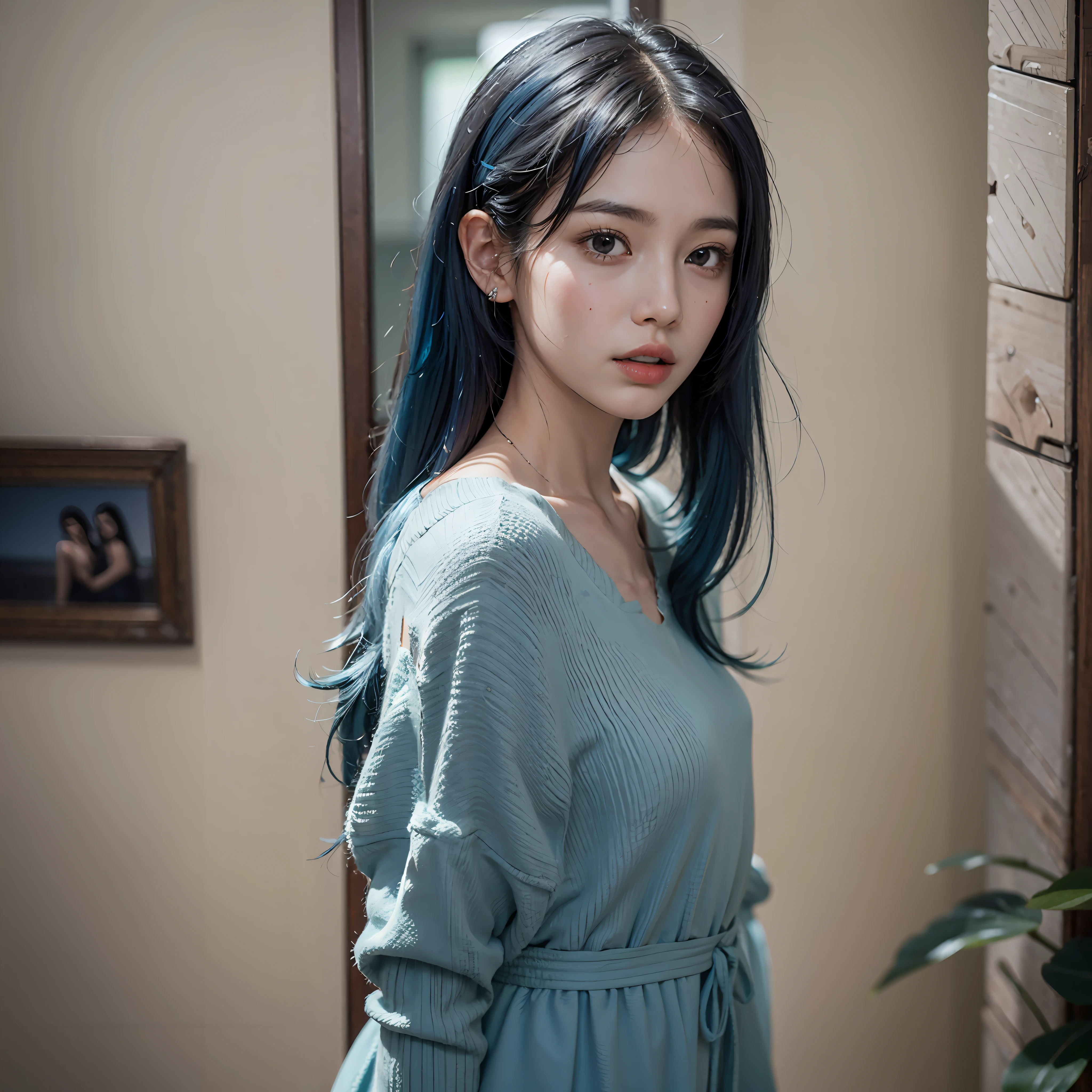 Straight blue hair