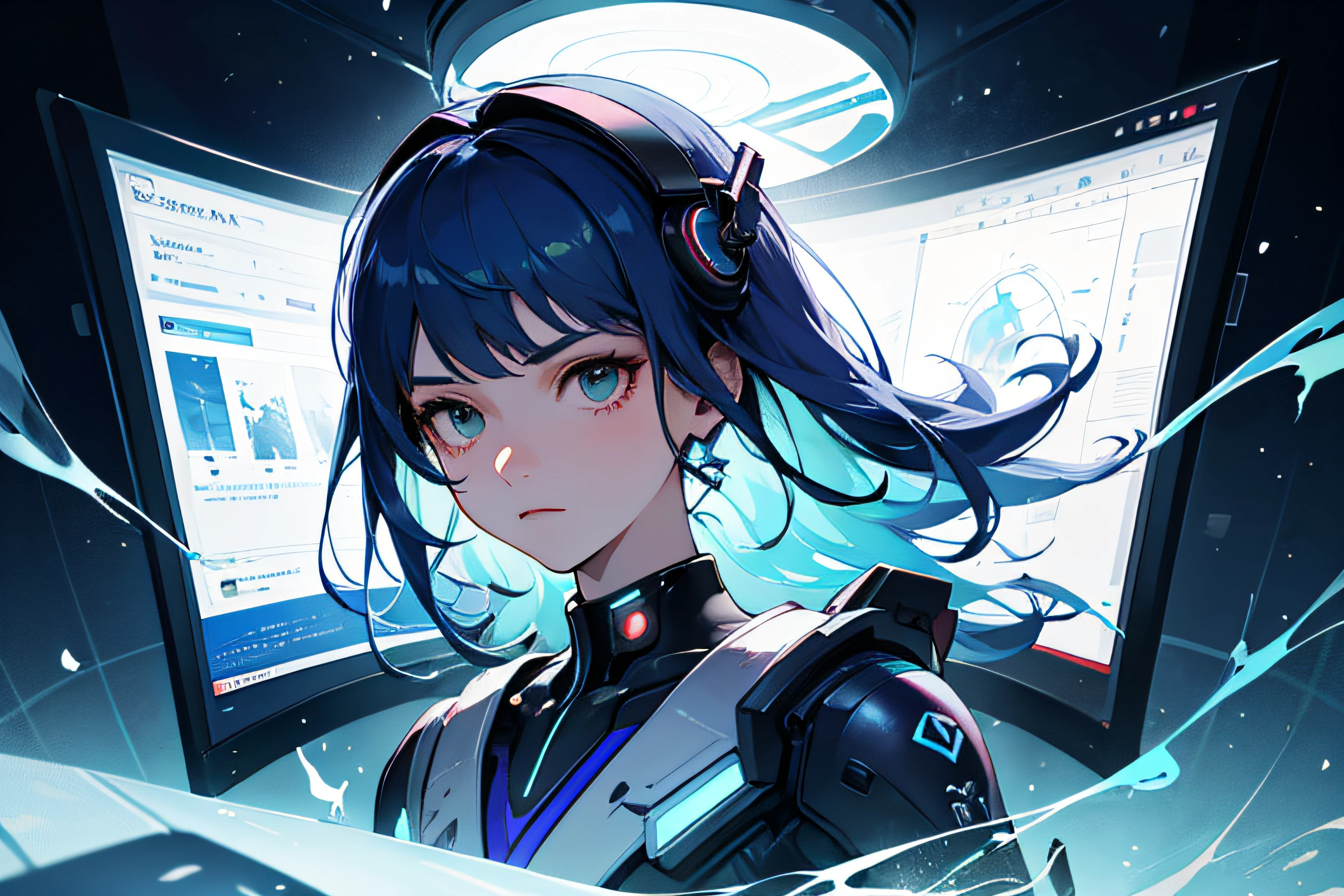 ((tmasterpiece)), ((ultra - detailed)), ((best qualtiy)), 美丽细致的眼睛, Detailed face, The best lighting, The best shades, 1 rapariga,独奏, ((cyber punk style, edge lit, machine arm,Hologram aura,Surreal Science Fiction Art,Future Science Fiction Aesthetics,Flat 2D style)), ((The main colors are purple and green)), Huge light bulb, (Girl inside the screen:1.5),Mobile Paradise,Orange bulb,A world made up of mobile phones,Gamepad,VR glasses,Virtual screen, freckle, Cold nose, (((Buble))), illustration,japanese inspired, (highly detailed), Whirlpool effect,sideface,Three-quarters of the side of the face,Side close-up,overwatch,Side girls,sci-fy