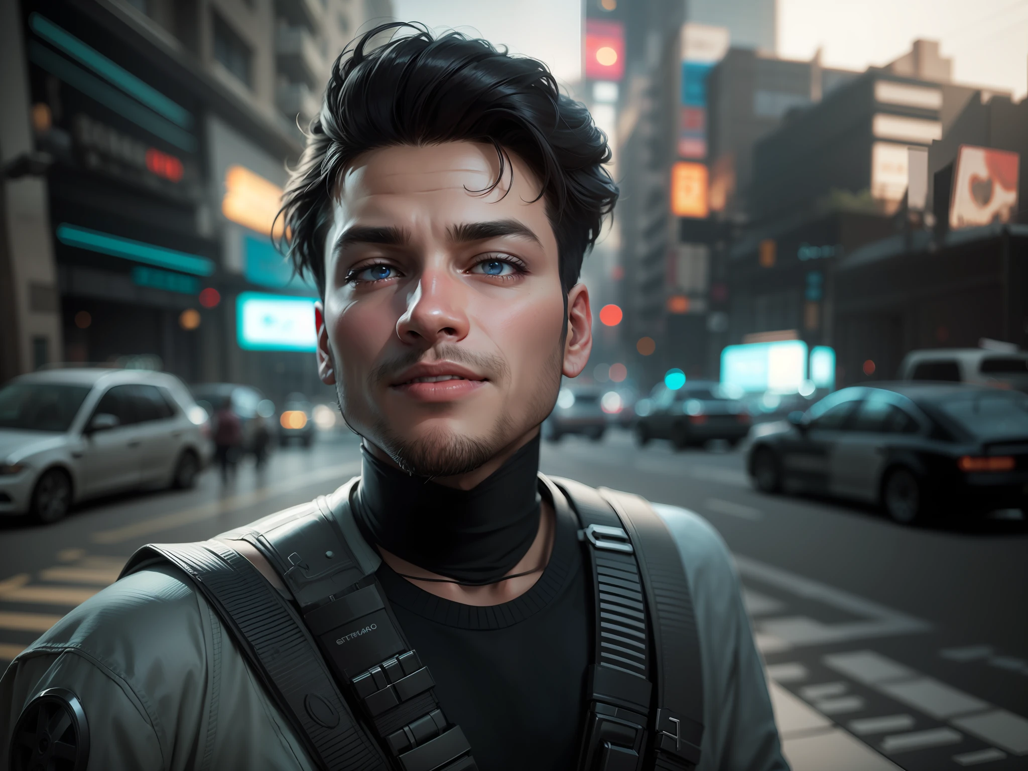 Change background cyberpunk,smart boy, realistic face, ultra realistic,8k