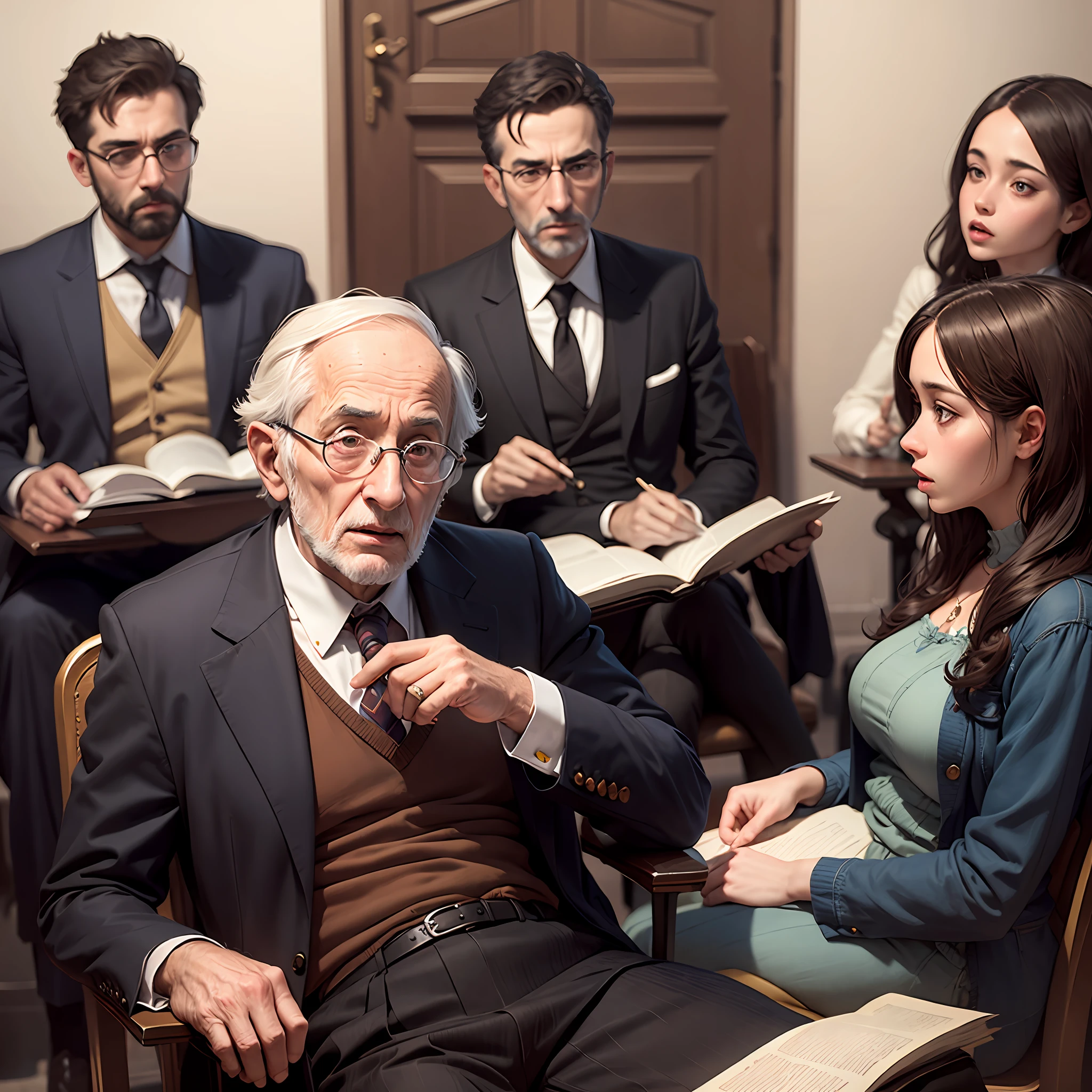 A Jewish gentleman giving a religious lecture attended by many people --auto