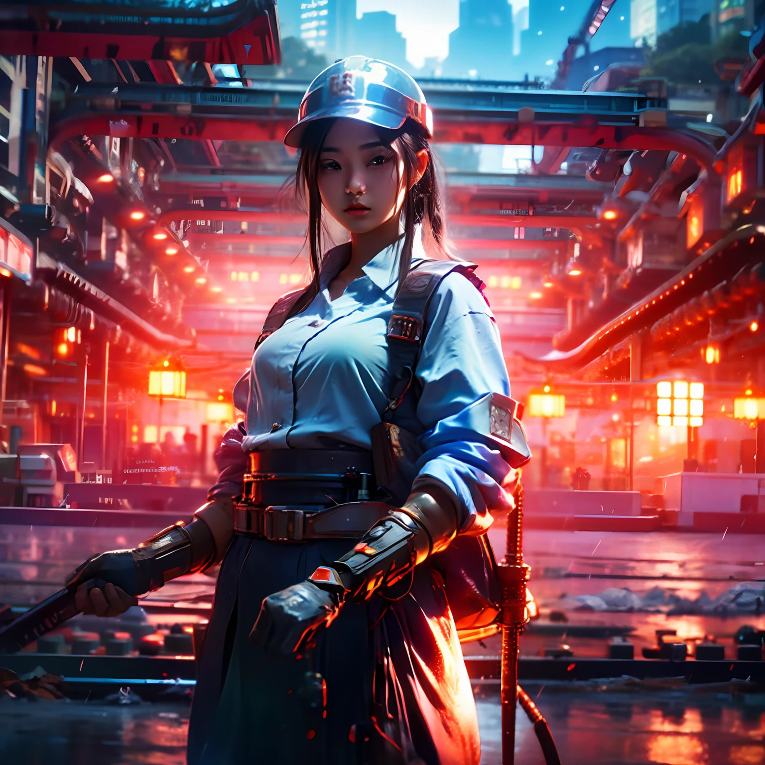 Oil workers,hardhat,schoolgirls,Changqing Oilfield,heroic look,k hd --auto