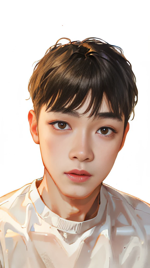 Allard man in white shirt and black hair, golden brown eyes，Shin Jinying, headshot profile picture, yanjun cheng, hong june hyung, wan adorable korean face, hyung tae, Kim Do-young, 1 7 - year - old boy thin face, boy with neutral face, shinji, hyung tae kim, Cai Xukun, bursting head photo, bursting head photo