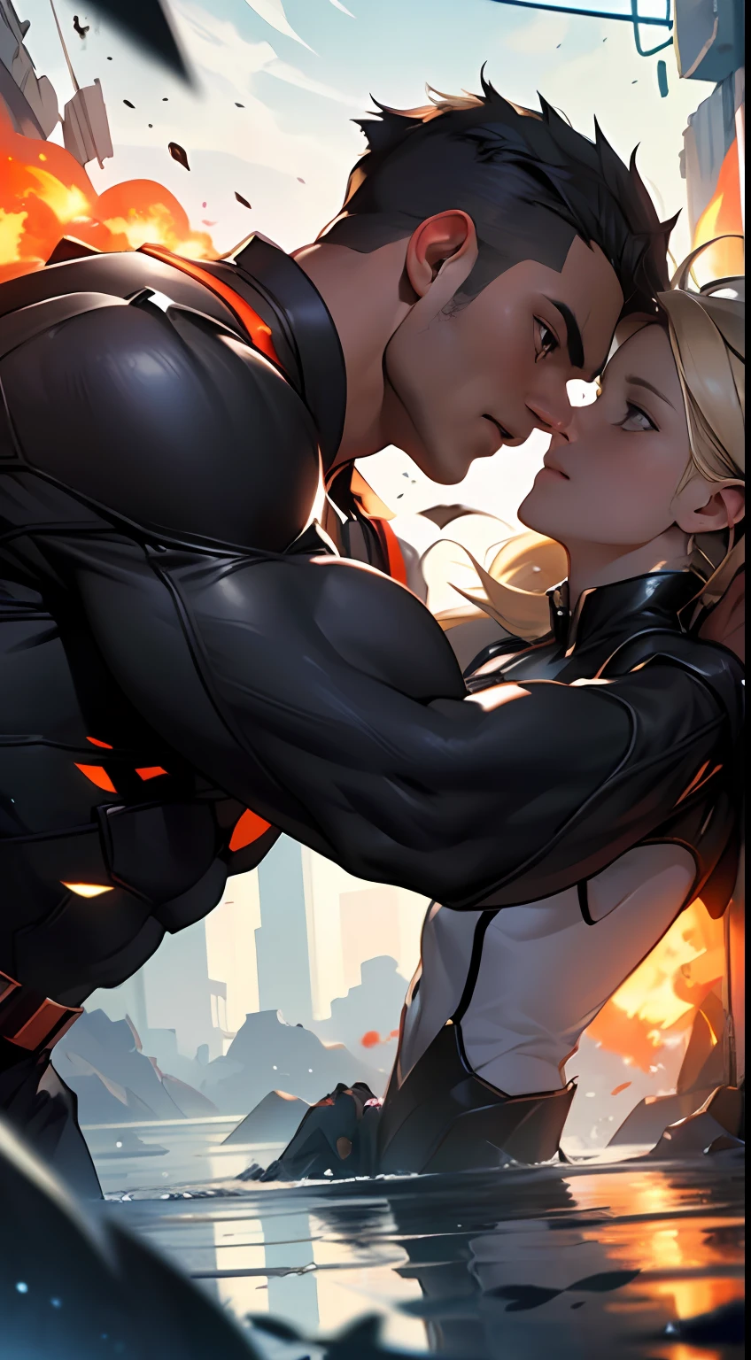 Two powerful forces facing each other, with thousands of people on each side, their gazes intersecting, creating a tense and intense atmosphere, 32k, best quality, masterpiece, super detail, high details,