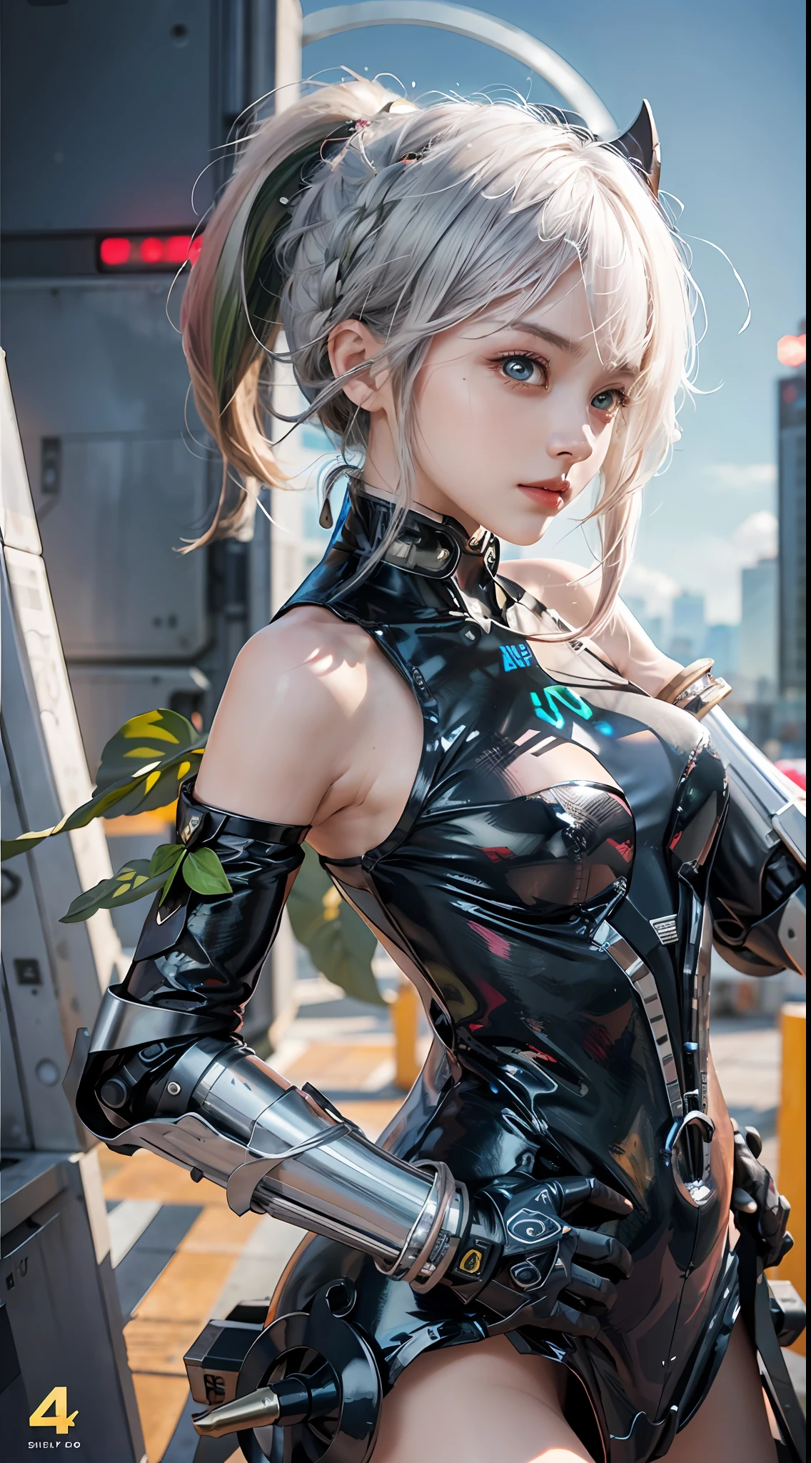 1girll,araffed robot with a gun and a gun in its hand, Seductive body,Super cute girl,Monster background,Godzilla background,Huge mech back, female mecha, wlop and krenz cushart, 4k highly detailed digital art, anime robotic mixed with organic, High quality digital concept art, by Krenz Cushart, cyberpunk anime girl mech,Pink and white mech, girl in mecha cyber armor, Impressive face, delicated face,facial closeups,Elaborate Eyes, Handsome fighting stance,Particle,High detail in light and shadow,Push back feeling,future warrior,Exquisite body details,Best Tech Poster,Best 4k anime wallpapers,Reasonable body structure,Short pink hair,Hair details of the mechanism,Reasonable body structure,laser,wing,Cool weapon,A body,Reasonable body structure