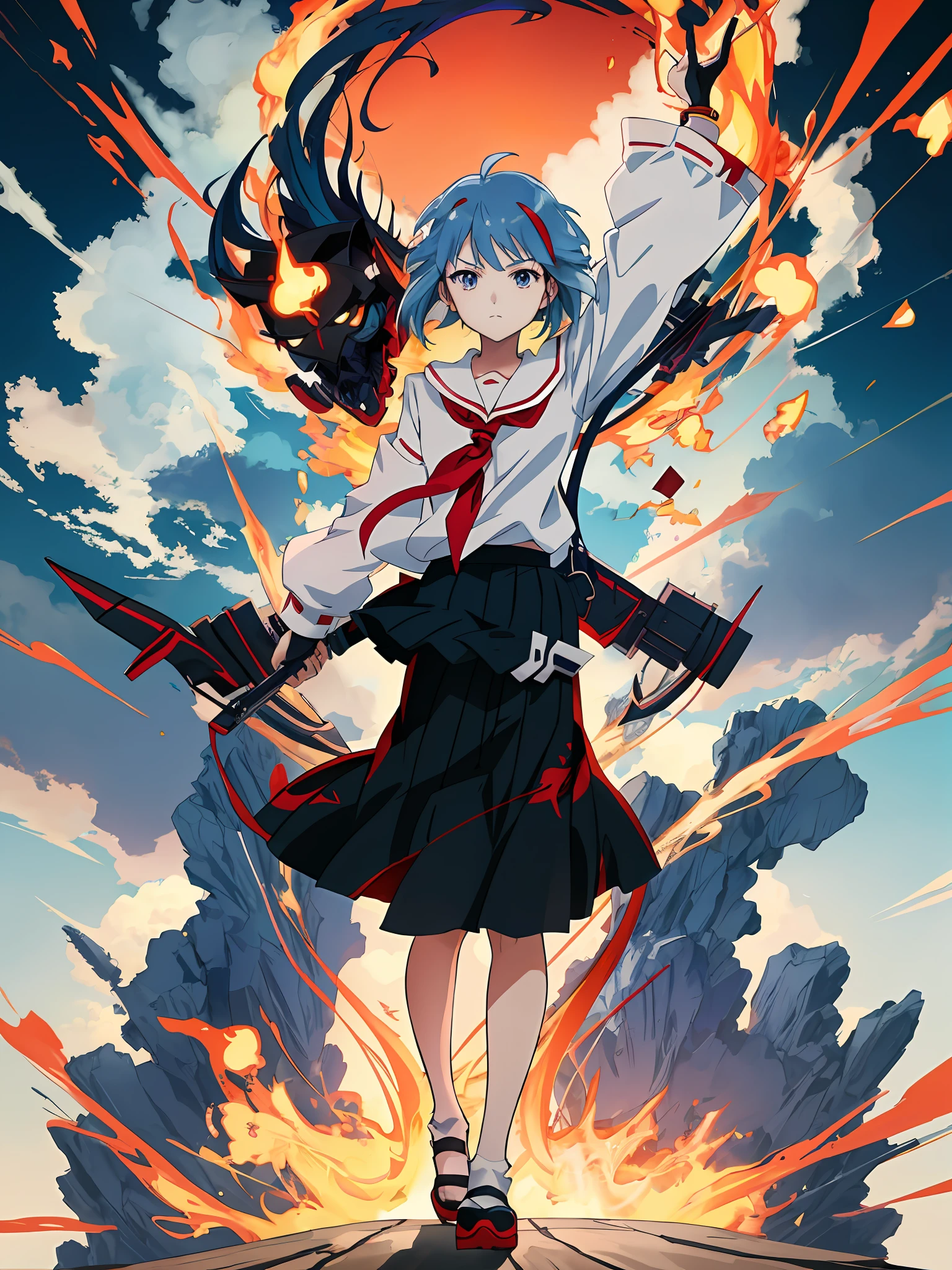 Anime girl with blue hair and white shirt and black skirt, style of anime4 K, Badass anime 8 K, ryuko matoi, Anime art wallpaper 8 K, Best anime 4k konachan wallpaper, ayanami, Anime art wallpaper 4k, Anime art wallpaper 4 K, attractive matoi ryuko, Anime wallpaper 4 k, Anime wallpaper 4K
