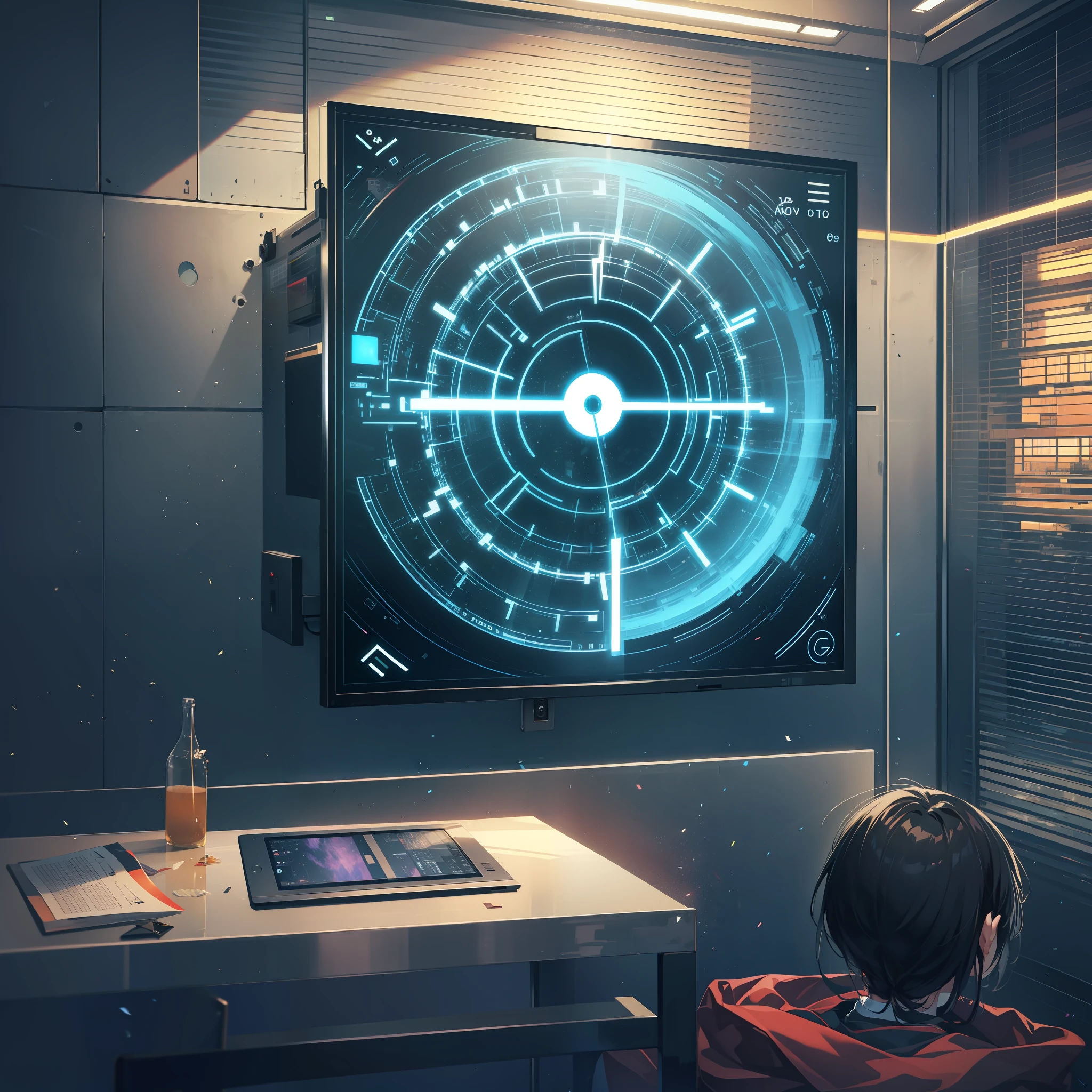 (Projection transparent panel)
(Technology style)
(Sense of time travel, mystery)