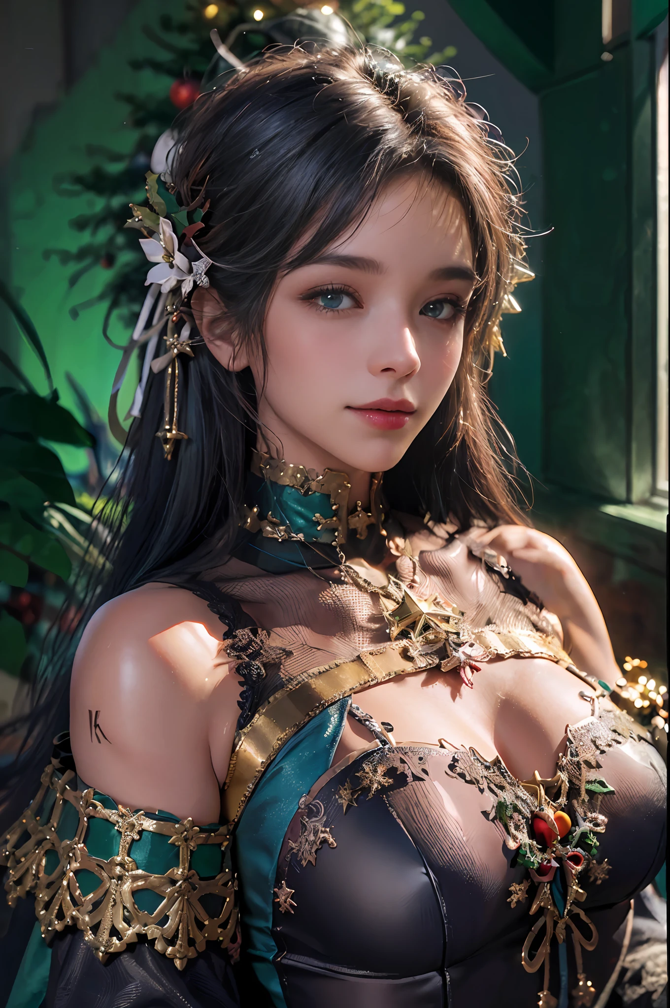 /imagine prompt:((, obra-prima close-up do corpo de 1girl, espanhola misturada com mexicana, batom vermelho, Mother Noel's clothes, Red goro on head, sorriso no rosto, Mama Noel, roupa vermelha e branca, roupa sexy, seios enormes, seios fartos, seios macios, seios grandes, coxas grossas, Natal, Setting of a room with Christmas decoration, Christmas Trees, janela, lareira com fogo realista, noite, neve, Christmas tree side gifts, gostosa, exercitada, bochechas coradas, olhos cintilante azul, dinamic pose, olhando para o espectador, 8k ultra HD vivid colors masterpiece ultra resolution cinematic digital art,)), Vibrant, Cyberparadism, Futago, landscape, CGsociety, High contrast, Print, brown colors, steampunk, Aurora borealis lighting, hyperrealistic intricate detail finely detailed ultra realistic Tonal Colors octane render 8k