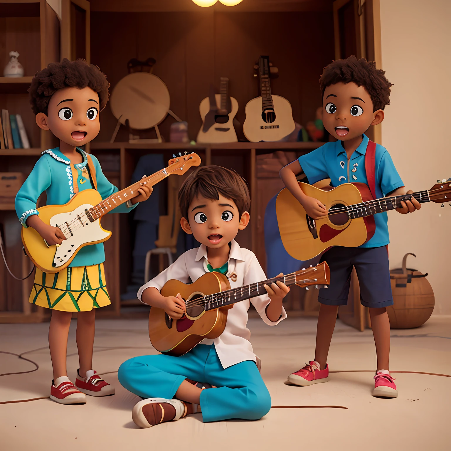 meninos africanos, African Children's Musical Band, guitarra de piano