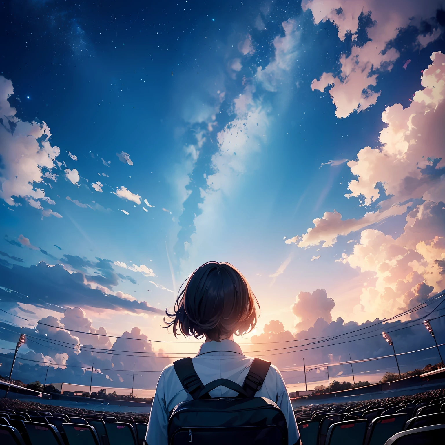 The sky that has not yet dawned ,Look up and see movies playing in the sky --auto