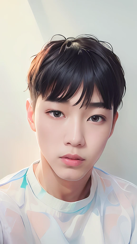 There was a young man wearing a white shirt and tie, portrait of kpop idol, inspired by Yanjun Cheng, Kawaii realistic portrait, portrait of jossi of blackpink, inspired by jeonseok lee, yanjun cheng, Inspired by Bian Shoumin, made with anime painter studio, korean artist, Realistic. Cheng Yi, inspired by Russell Dongjun Lu, jimin